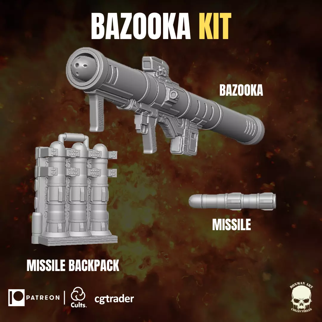 Bazooca Kit for action figures 3D print model_0
