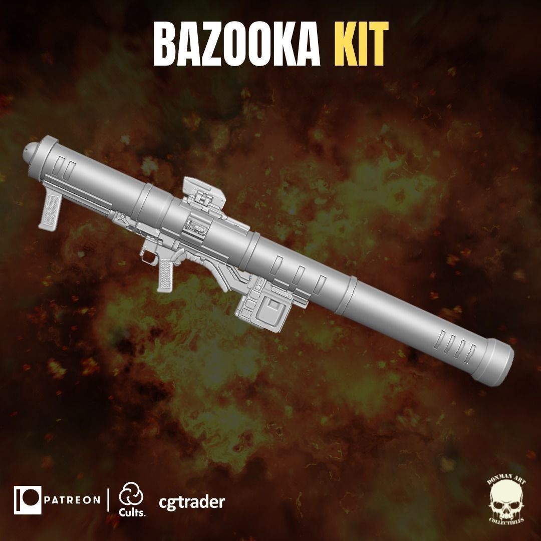Bazooca Kit for action figures 3D print model_1