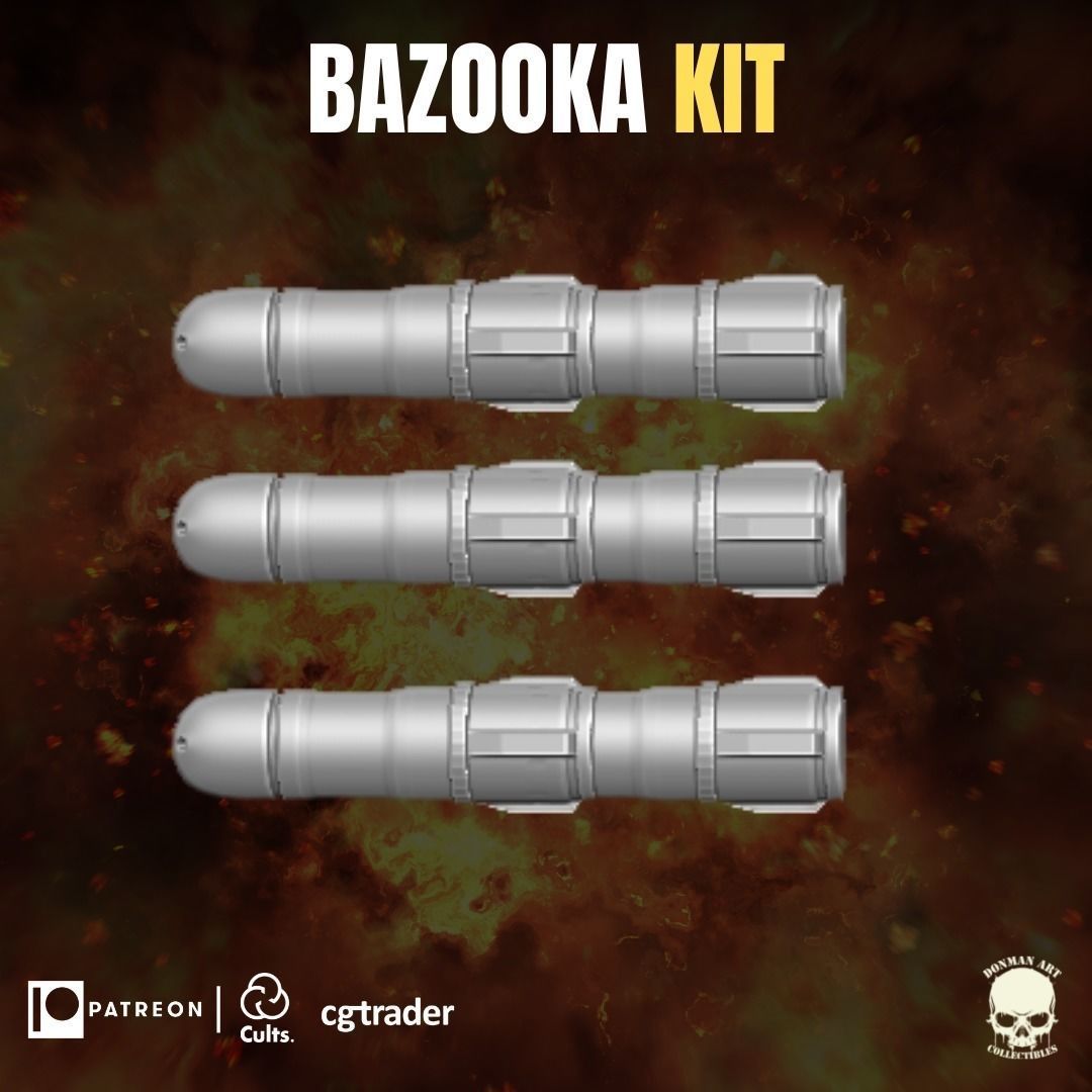 Bazooca Kit for action figures 3D print model_19