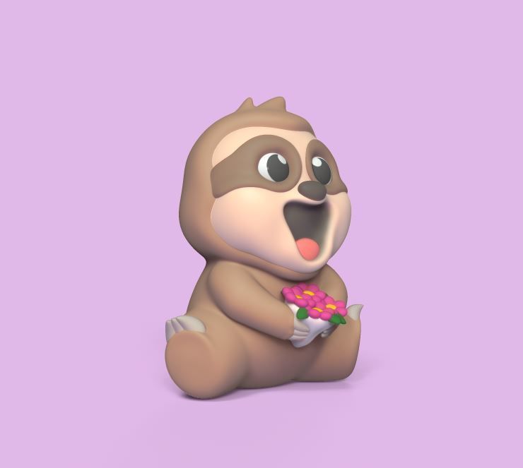 Sloth Bouquet 3D print model_1