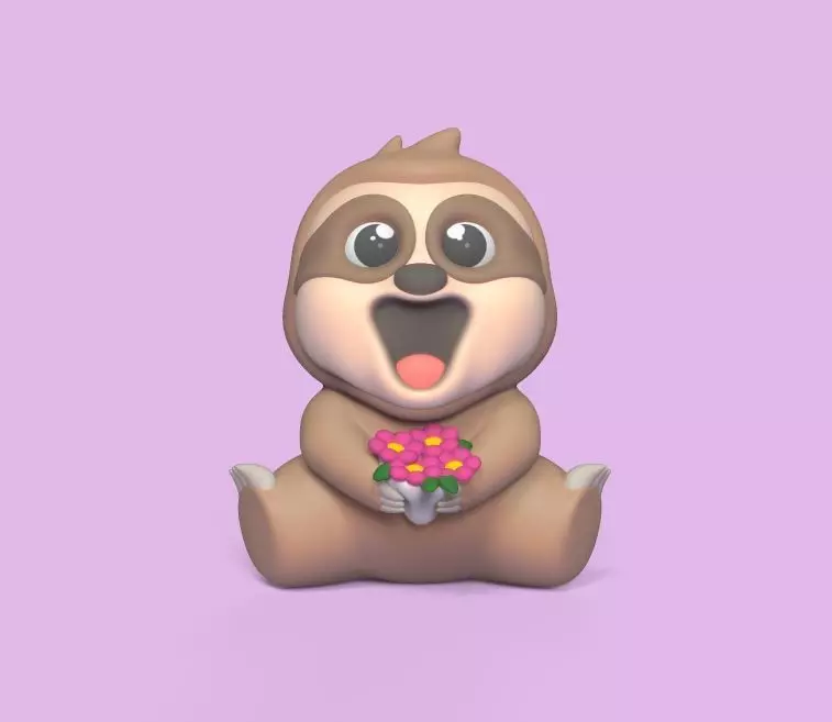Sloth Bouquet 3D print model_0