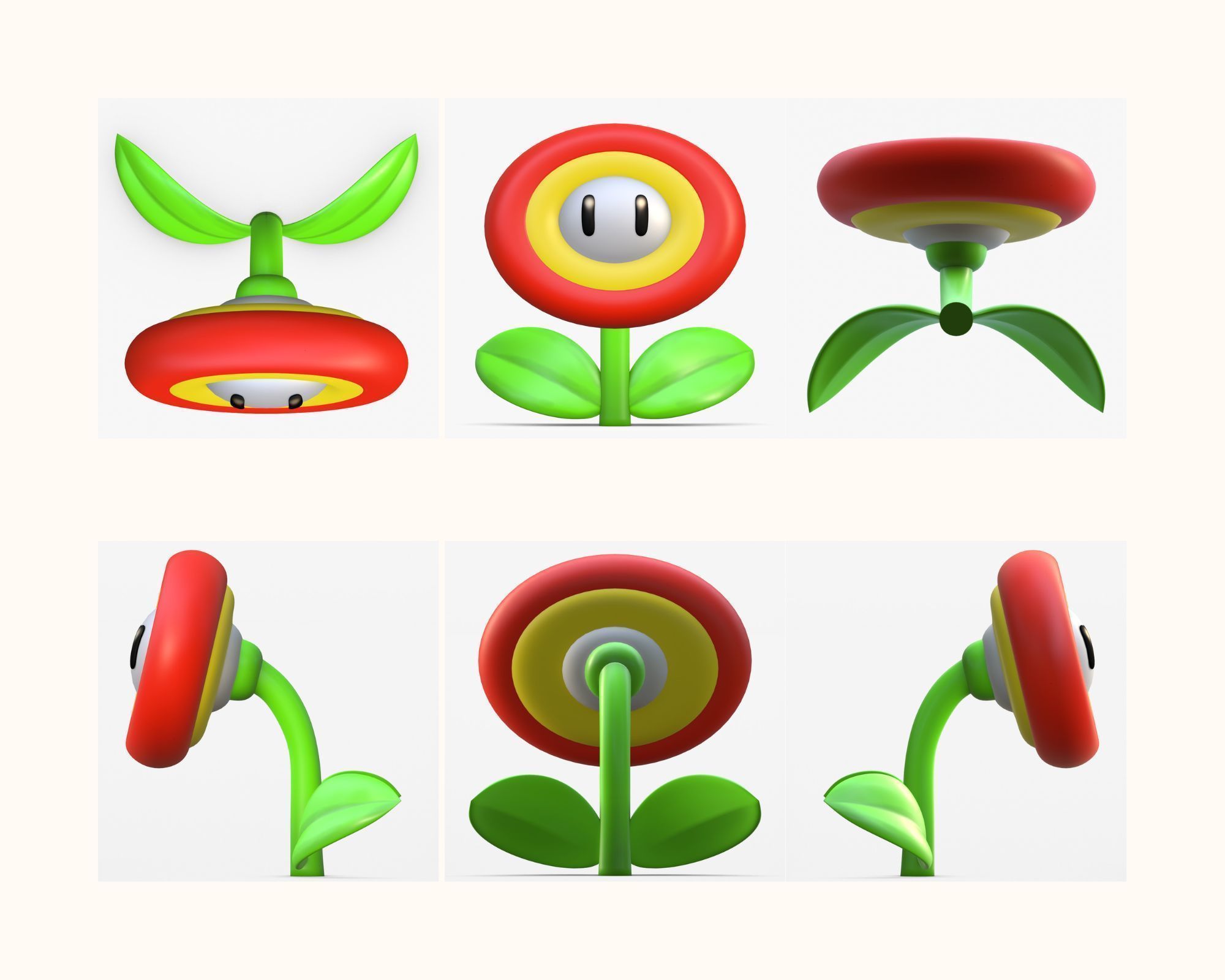 Fire Flower Low-poly 3D model_11