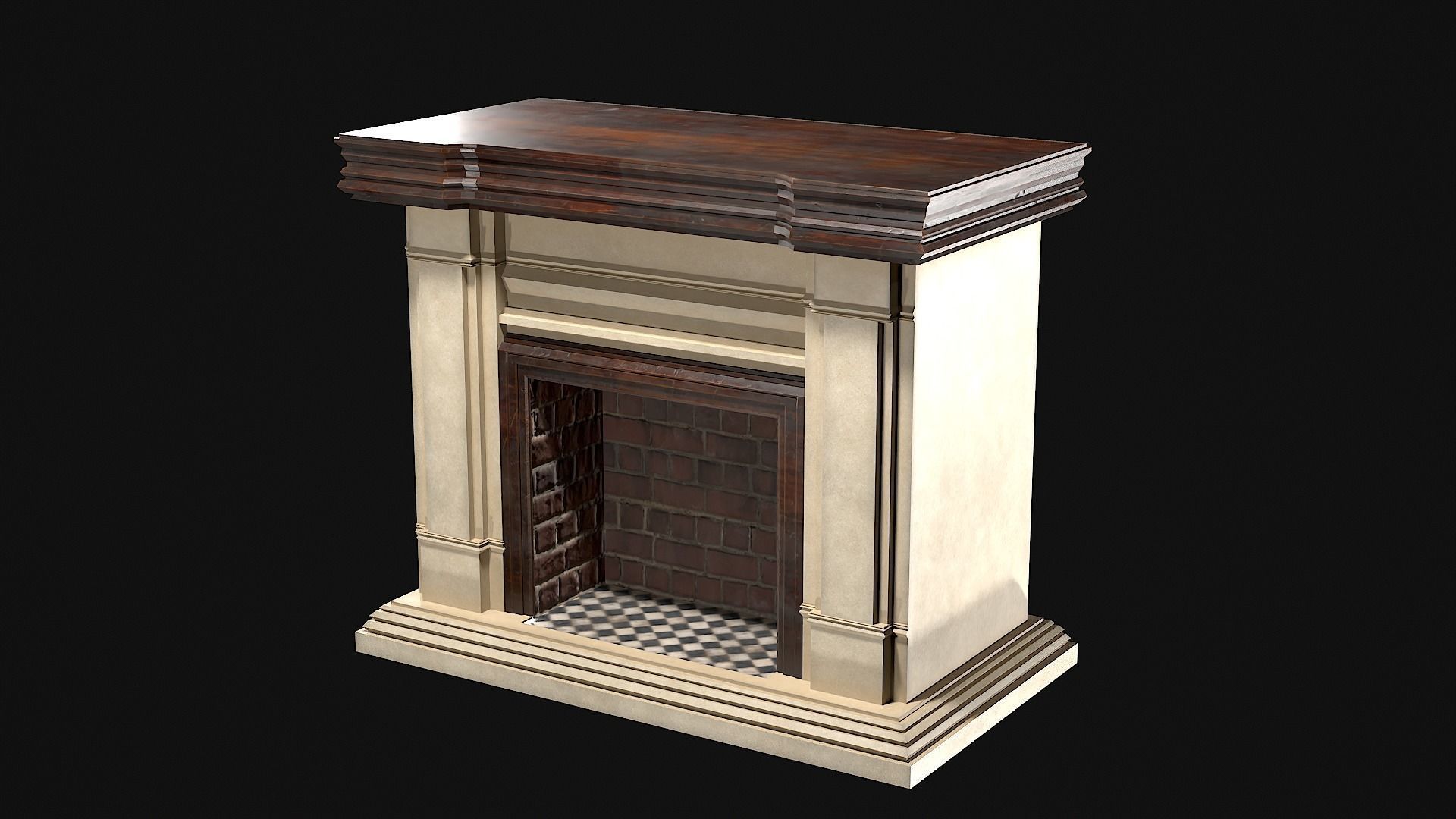Fireplace PBR Game Ready Low-poly 3D model_3