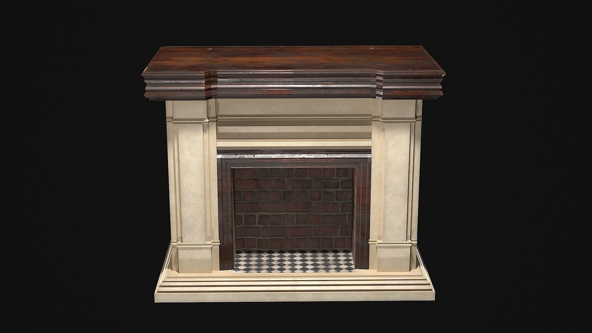 Fireplace PBR Game Ready Low-poly 3D model_1