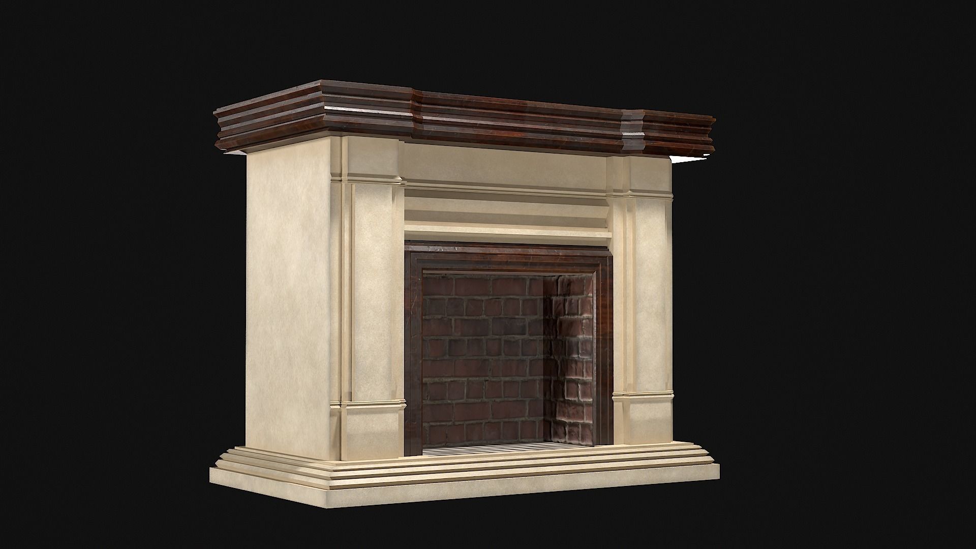 Fireplace PBR Game Ready Low-poly 3D model_4