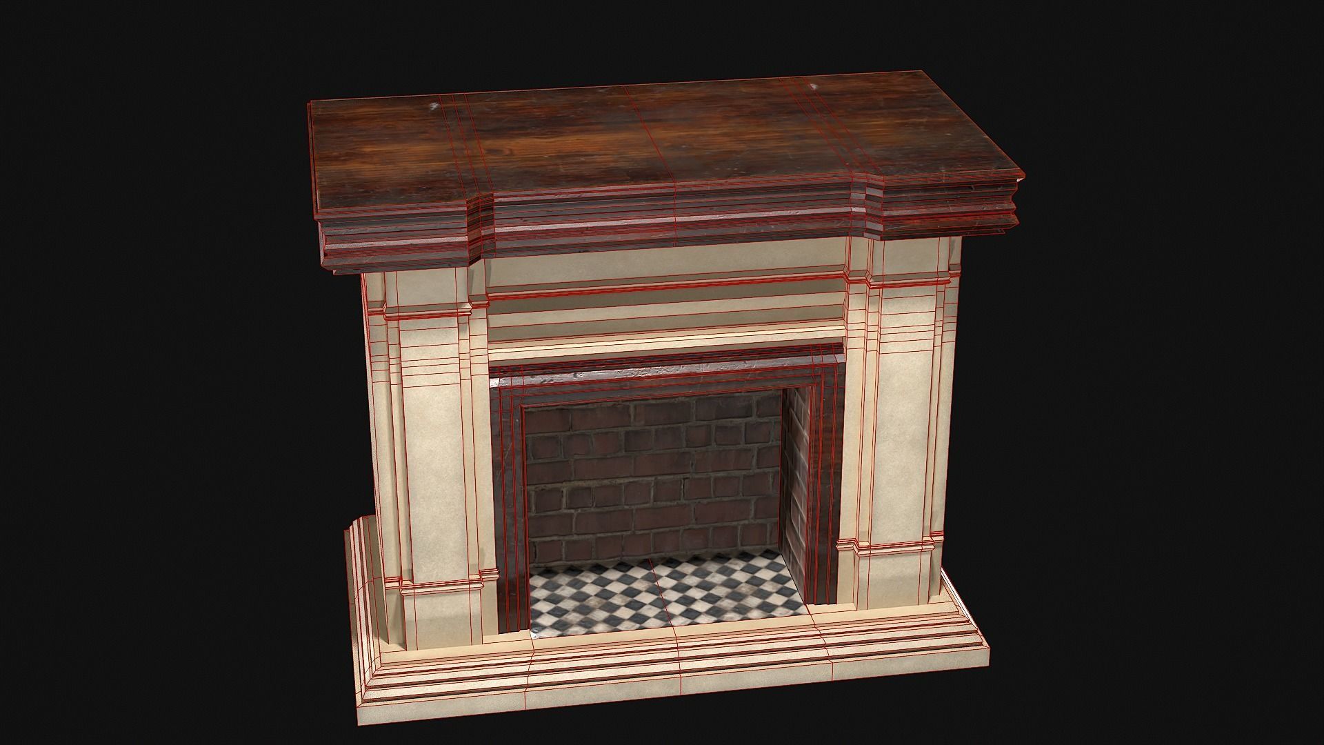 Fireplace PBR Game Ready Low-poly 3D model_2