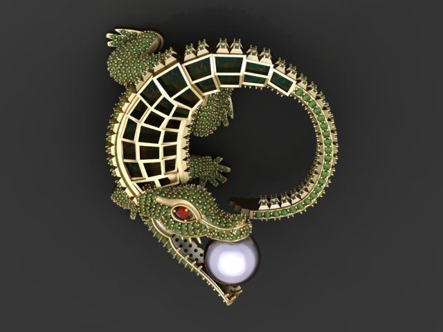 Alligator Pendant 3D print model_1