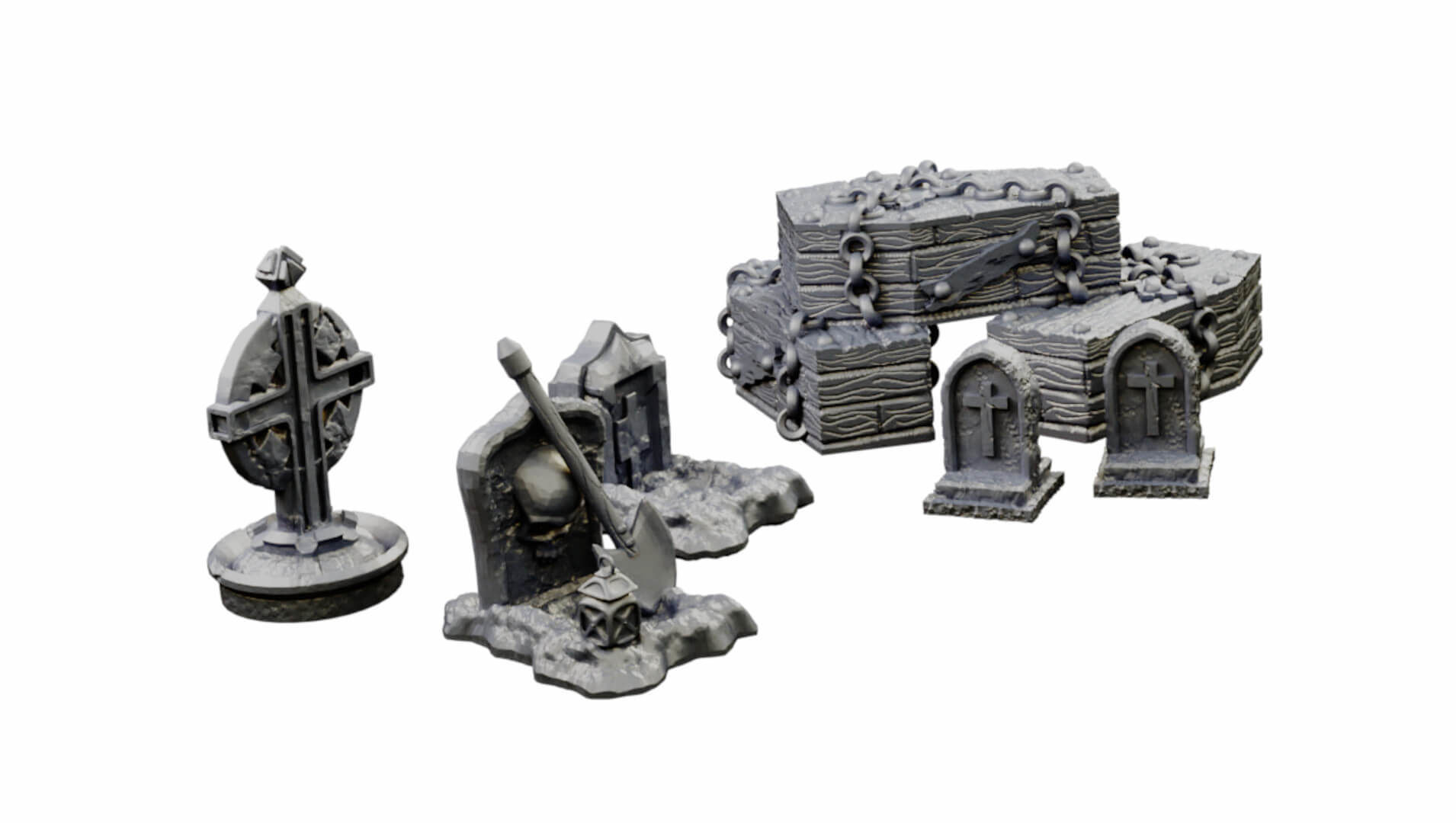 Modular Graveyard Walls Crypts Tombs Churches and Accessories 3D print model_15