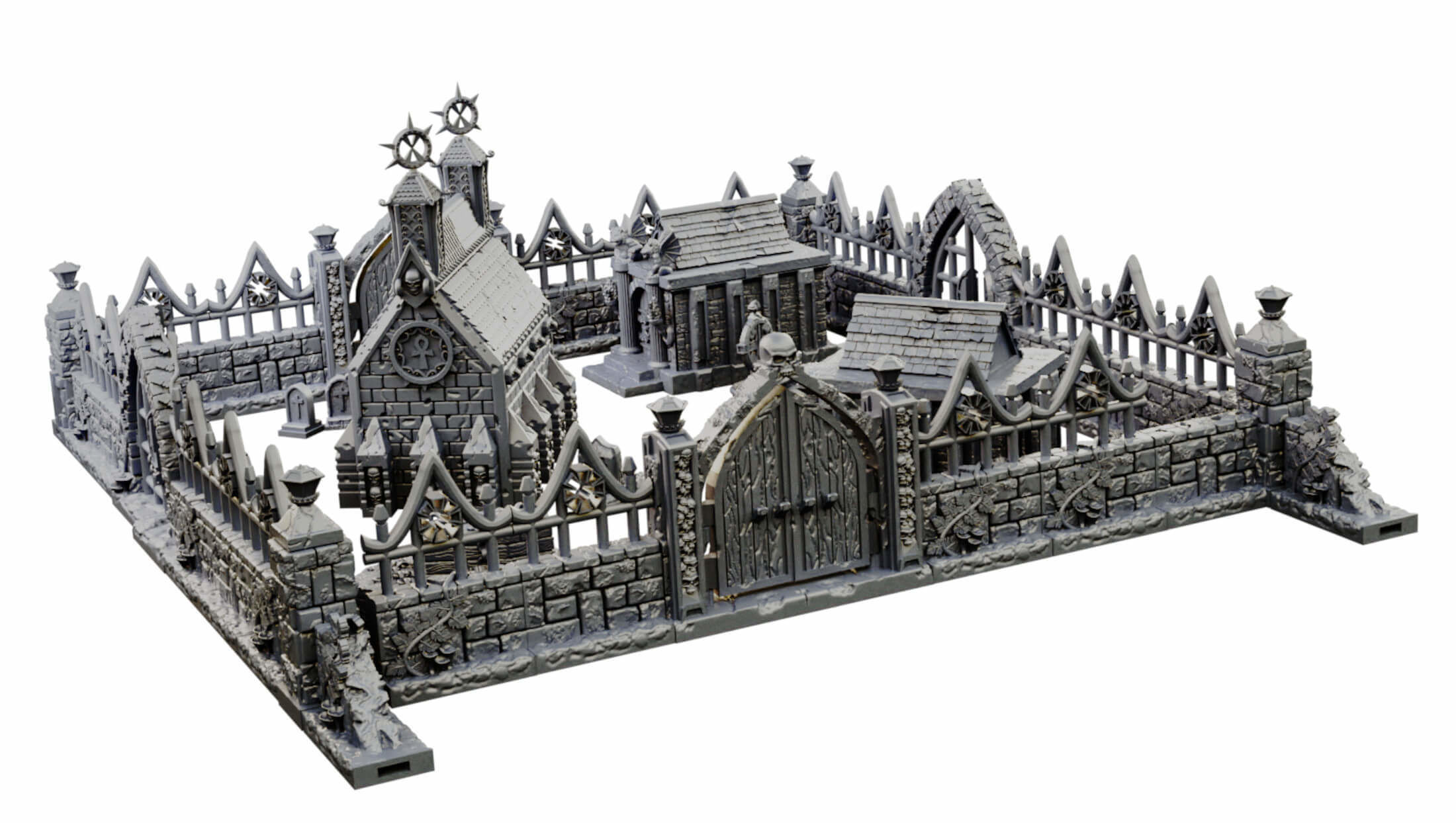 Modular Graveyard Walls Crypts Tombs Churches and Accessories 3D print model_22