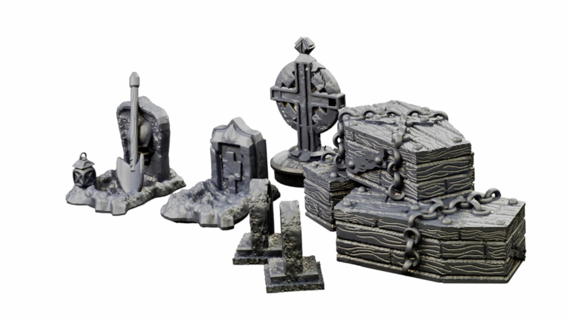 Modular Graveyard Walls Crypts Tombs Churches and Accessories 3D print model_19