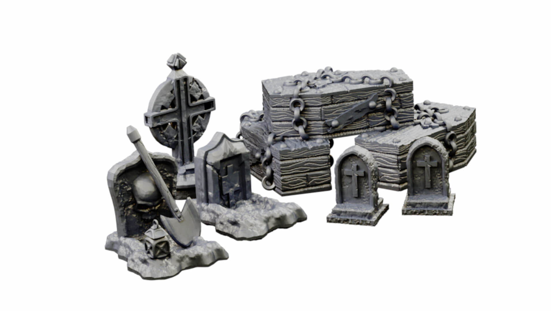 Modular Graveyard Walls Crypts Tombs Churches and Accessories 3D print model_17