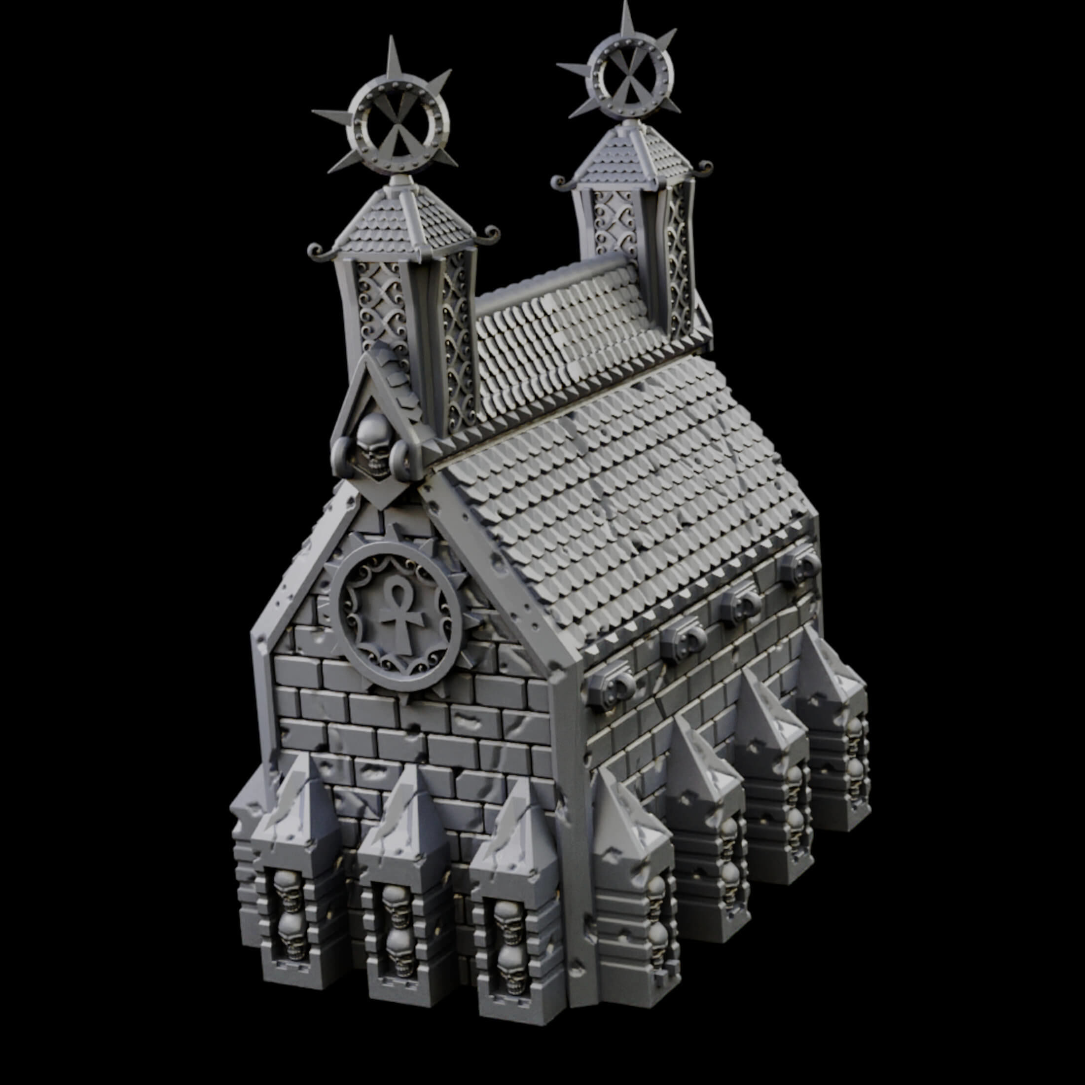 Modular Graveyard Walls Crypts Tombs Churches and Accessories 3D print model_12