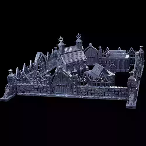 Modular Graveyard Walls Crypts Tombs Churches and Accessories 3D print model