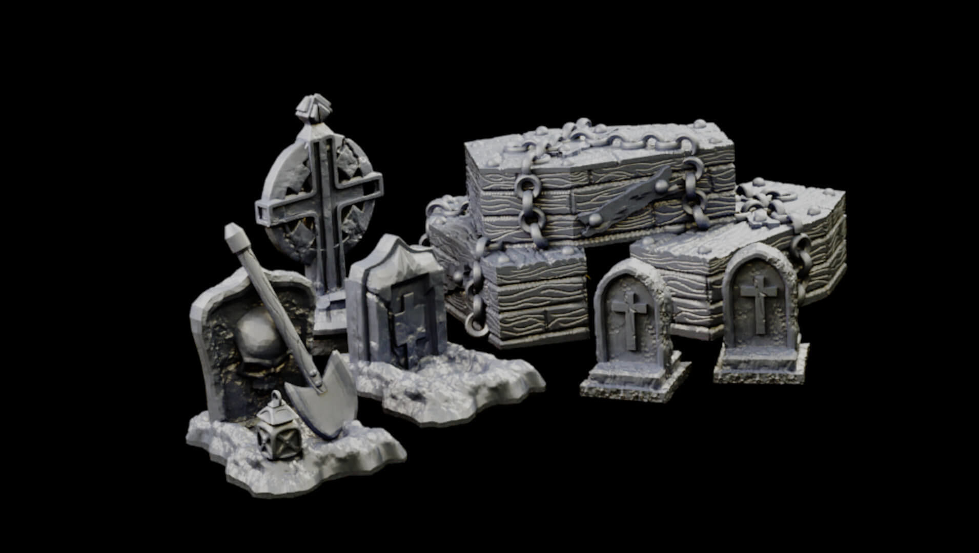 Modular Graveyard Walls Crypts Tombs Churches and Accessories 3D print model_18