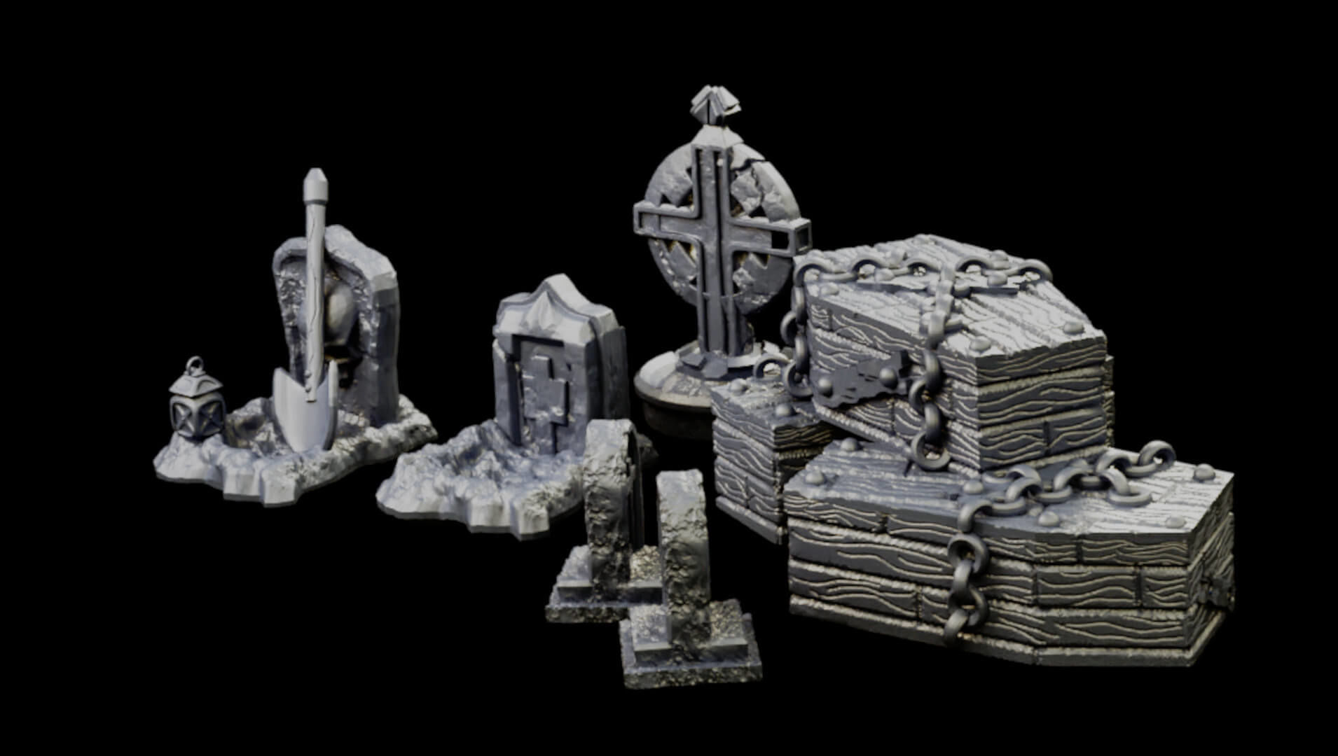 Modular Graveyard Walls Crypts Tombs Churches and Accessories 3D print model_20