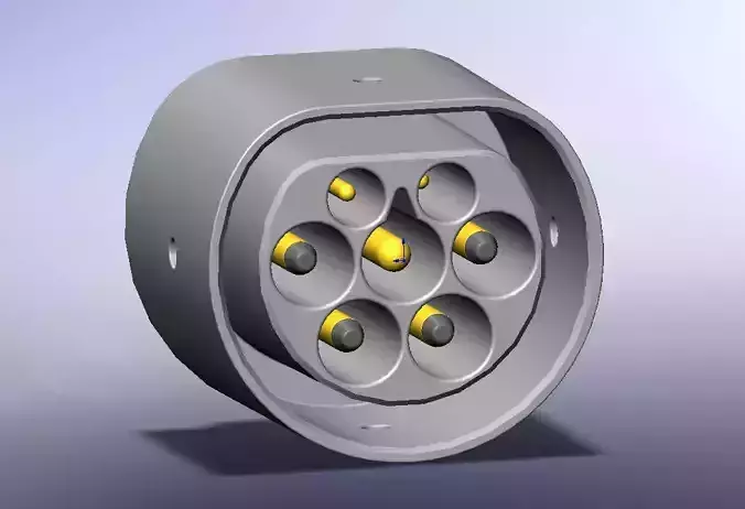 Type2 MENNEKES vehicle inlet up to 480V 3phase 63A or 1phase 70A 3D print model