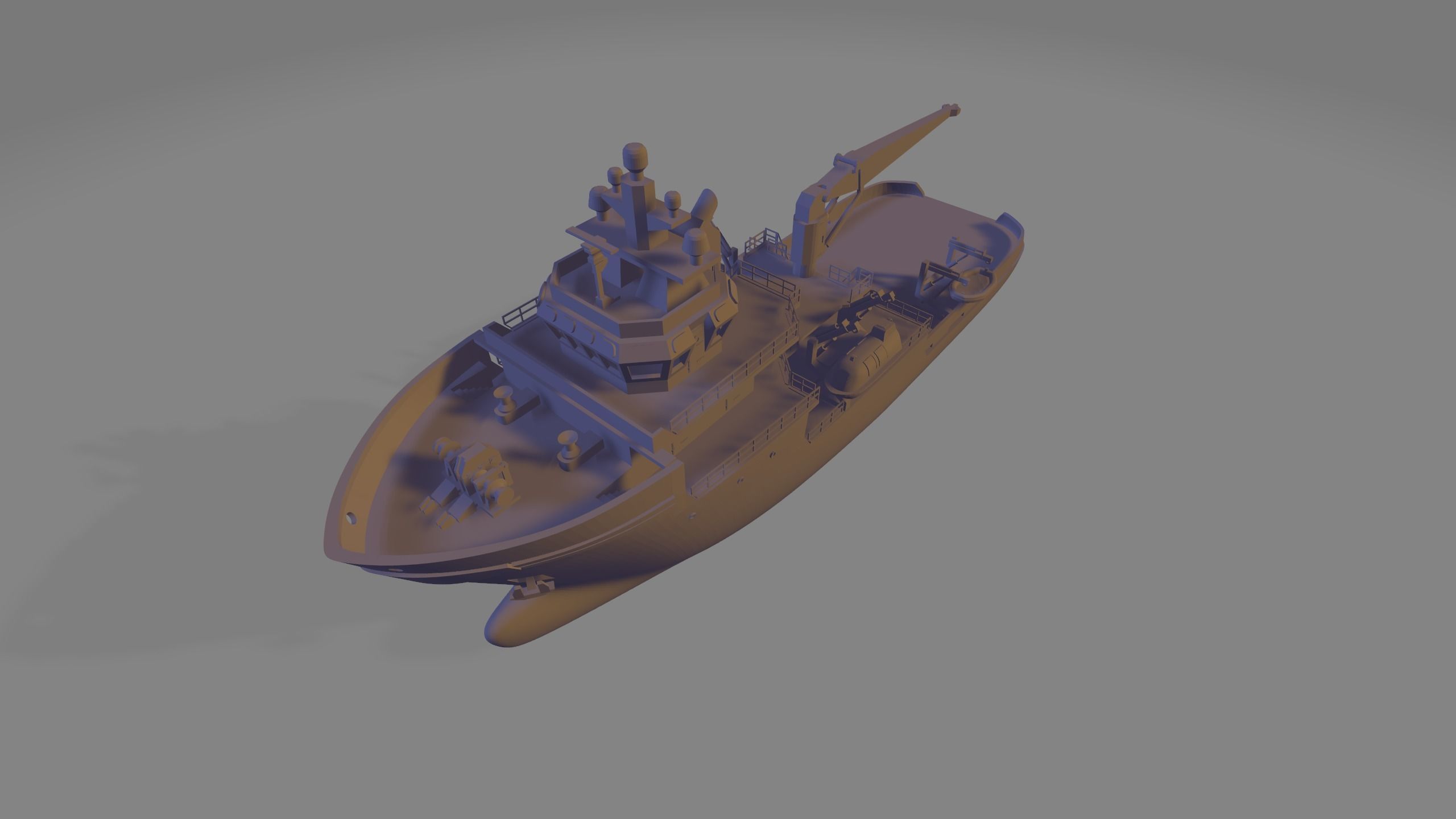 research vessel tugboat miniature 3D print model_4
