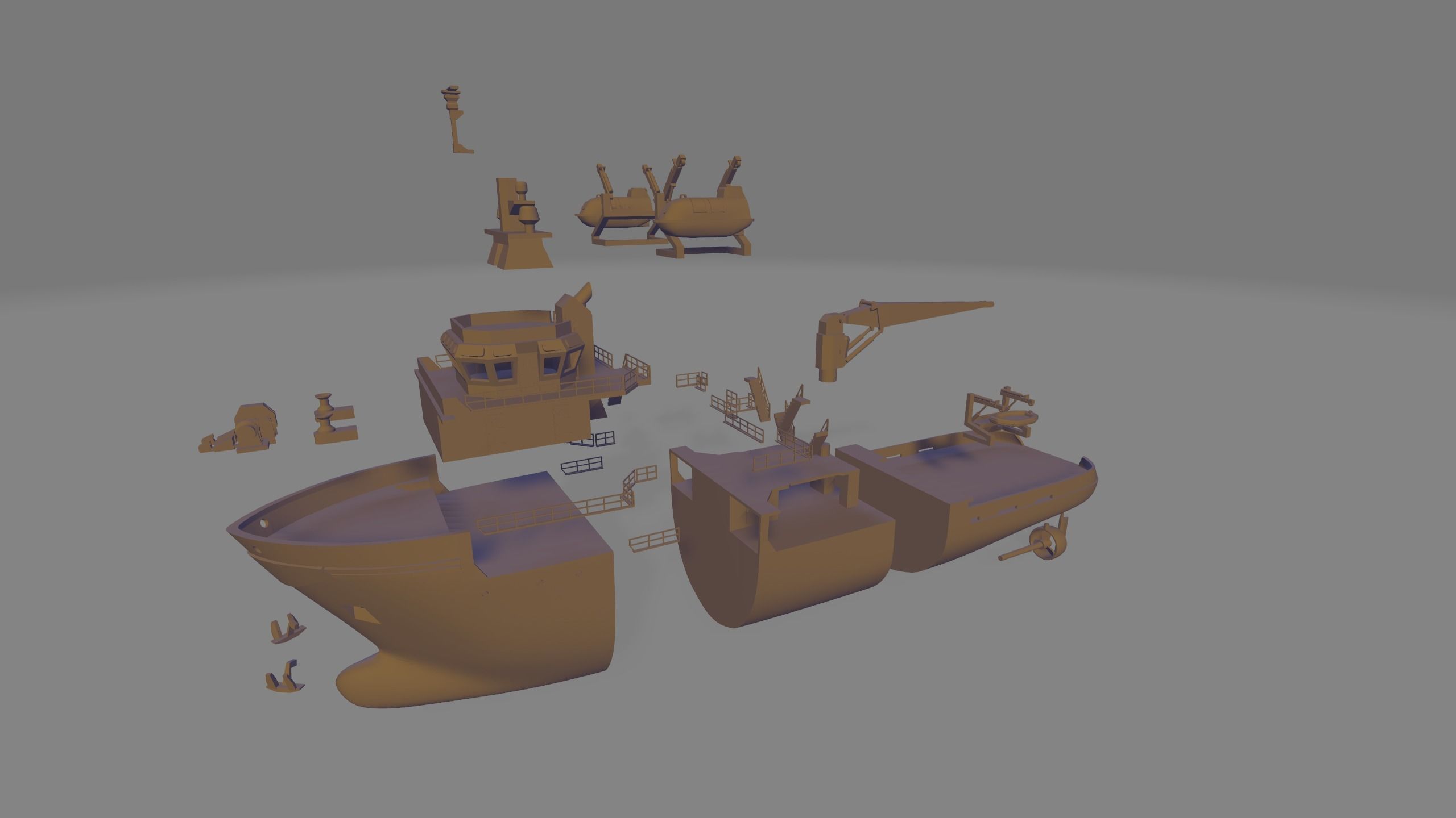 research vessel tugboat miniature 3D print model_3