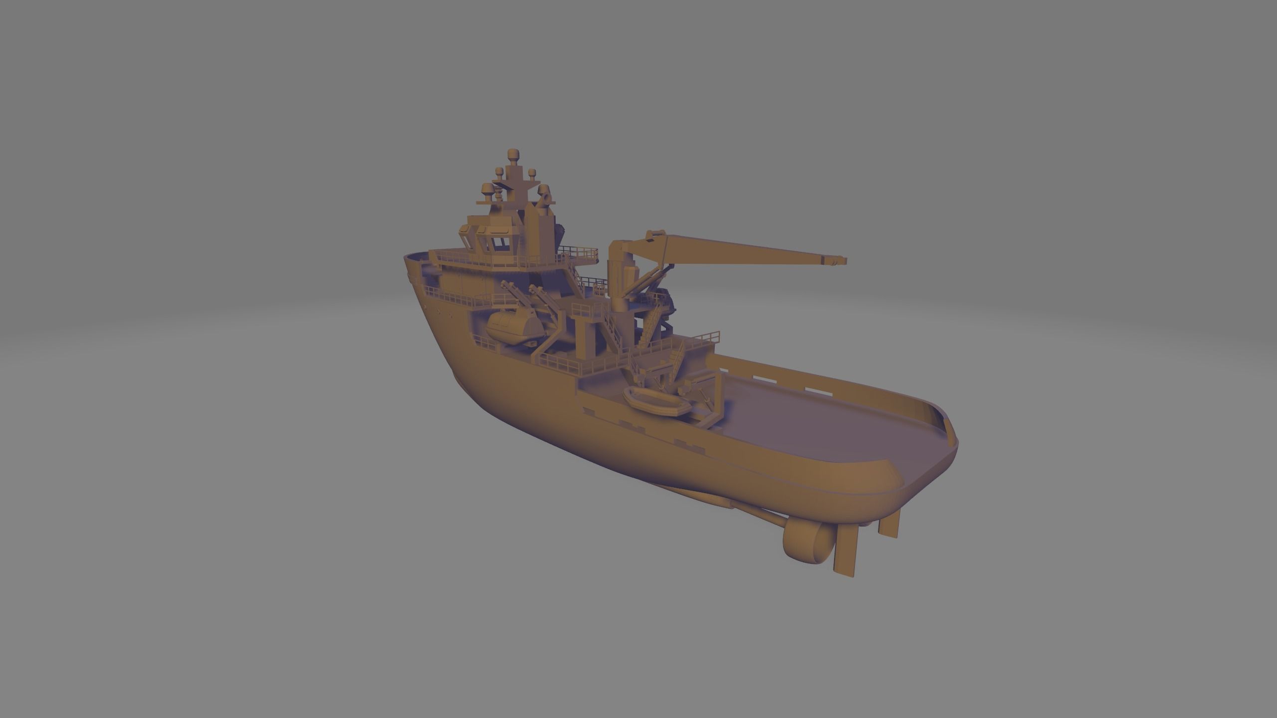 research vessel tugboat miniature 3D print model_2