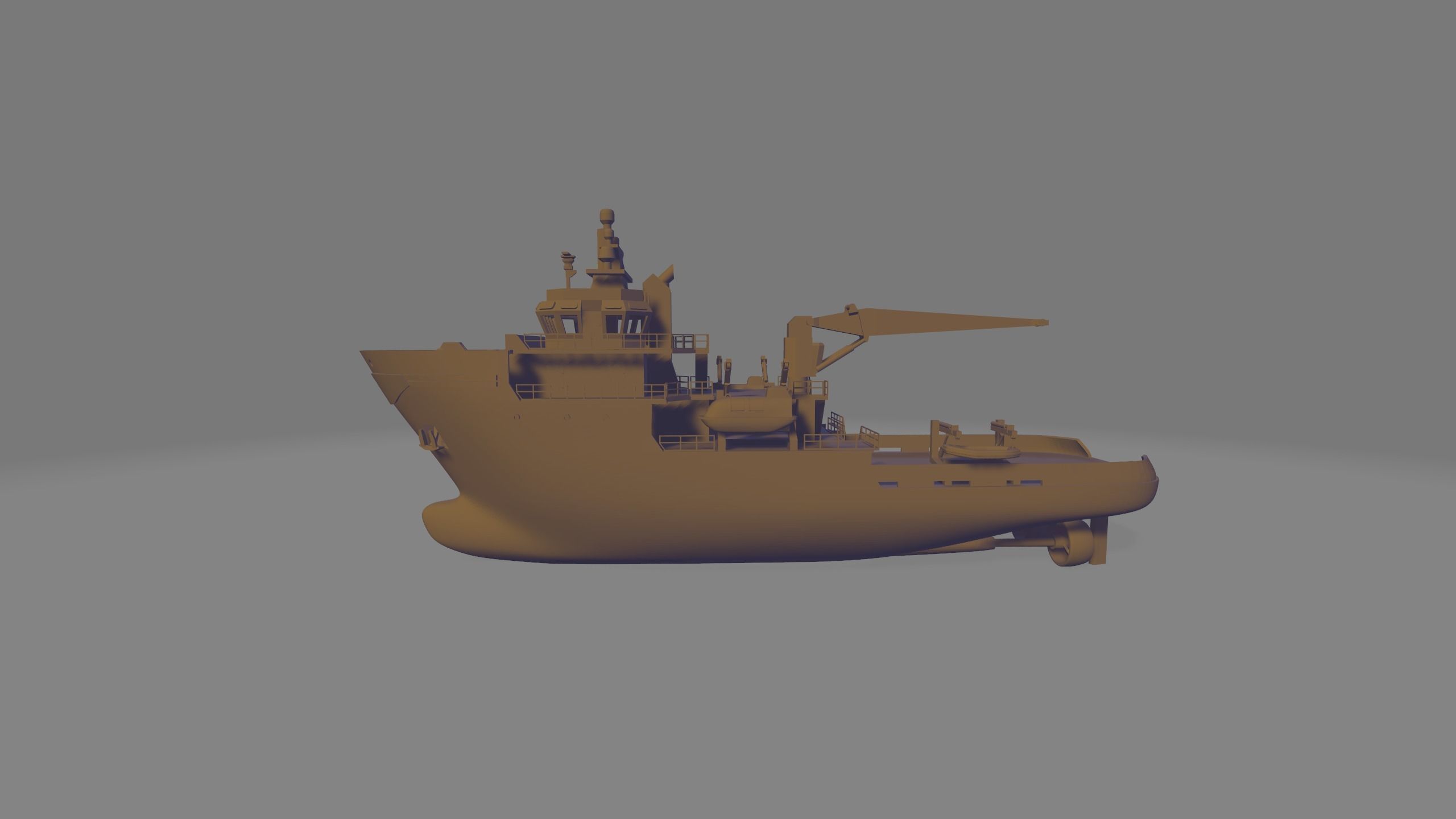 research vessel tugboat miniature 3D print model_1