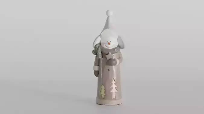 Whimsical Snowman with Winter Tree Cutouts 3D print model