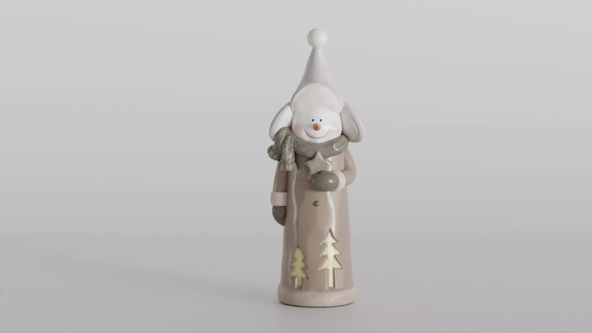 Whimsical Snowman with Winter Tree Cutouts 3D print model_0