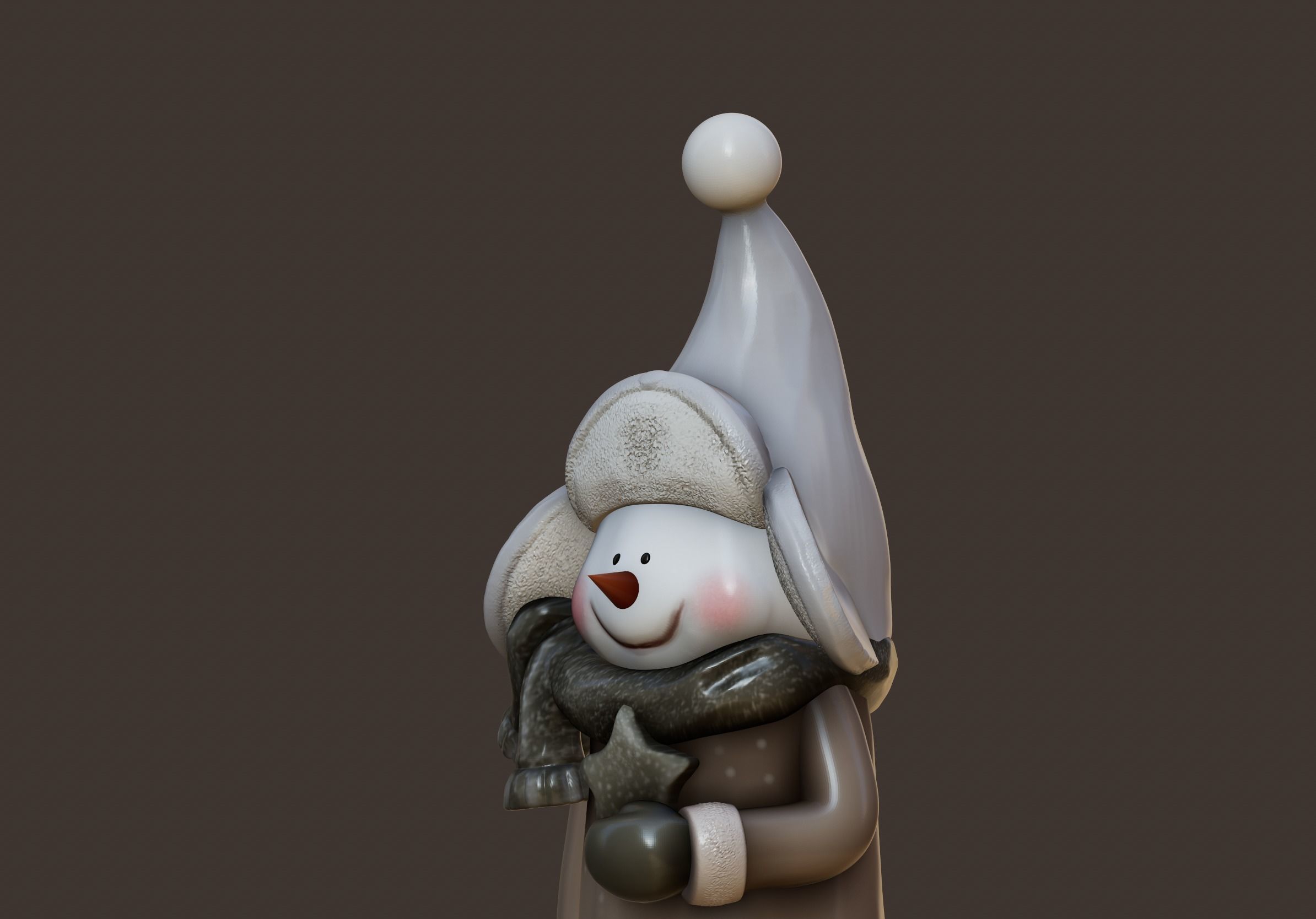Whimsical Snowman with Winter Tree Cutouts 3D print model_9