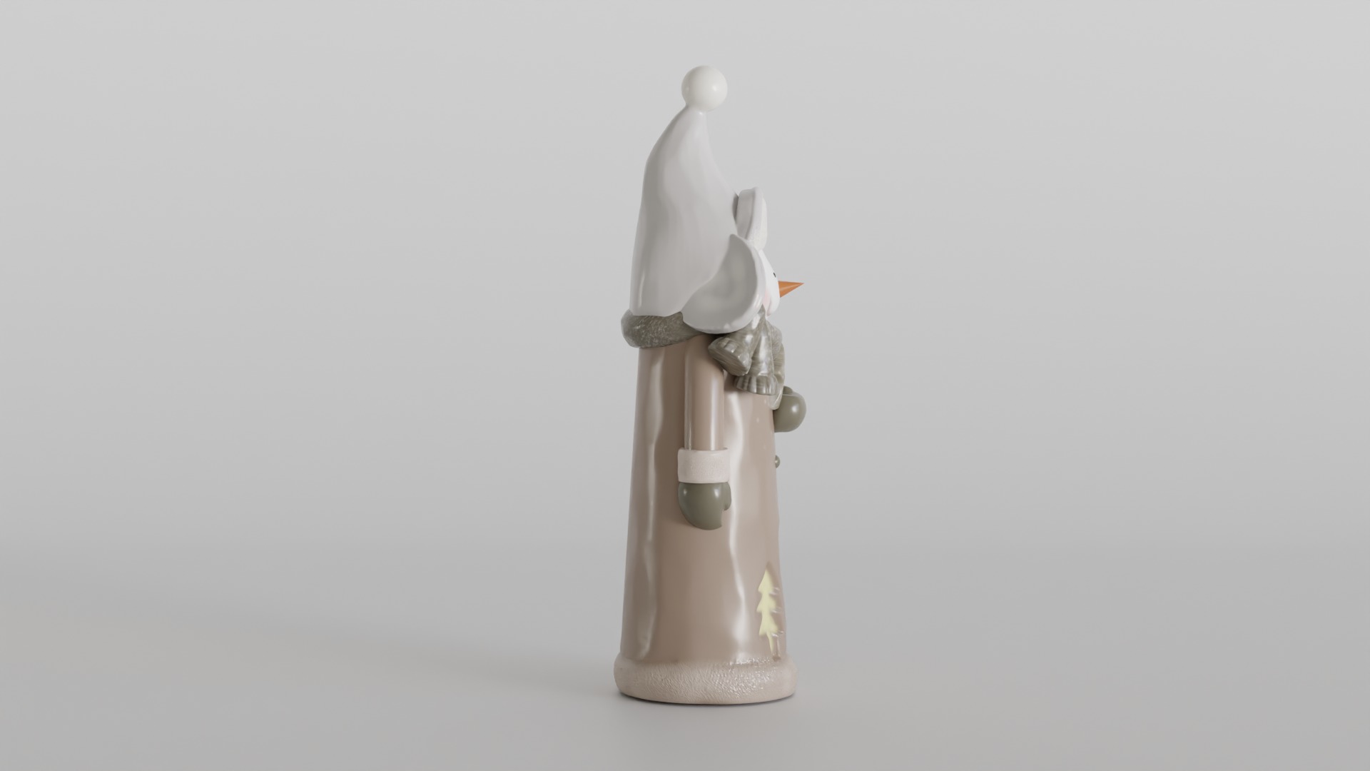 Whimsical Snowman with Winter Tree Cutouts 3D print model_2