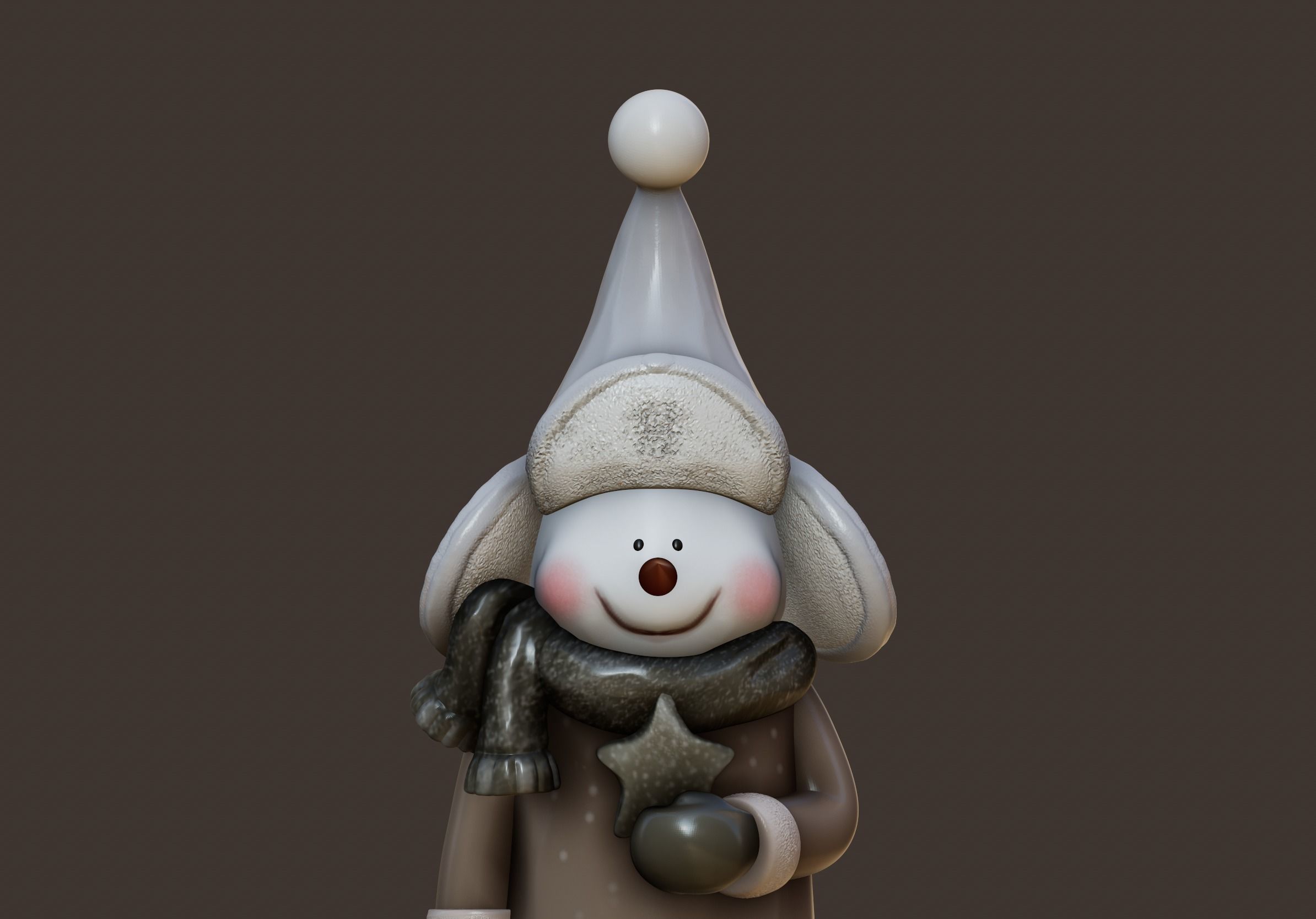 Whimsical Snowman with Winter Tree Cutouts 3D print model_8