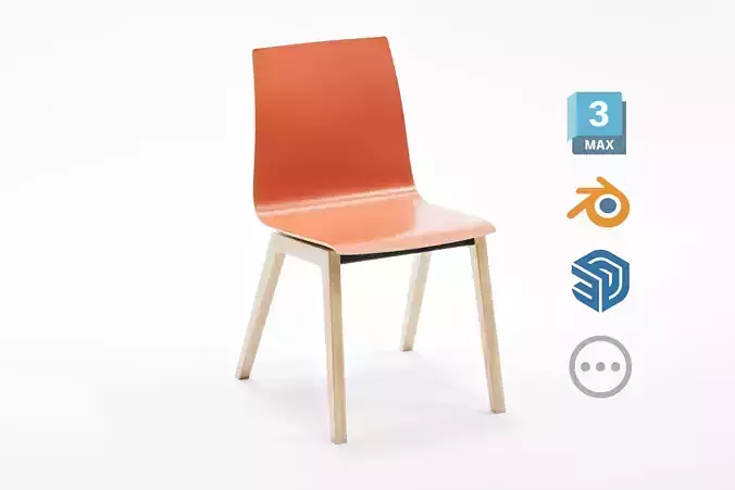 Wood Contract Chair - Koenig Neurath 3D model