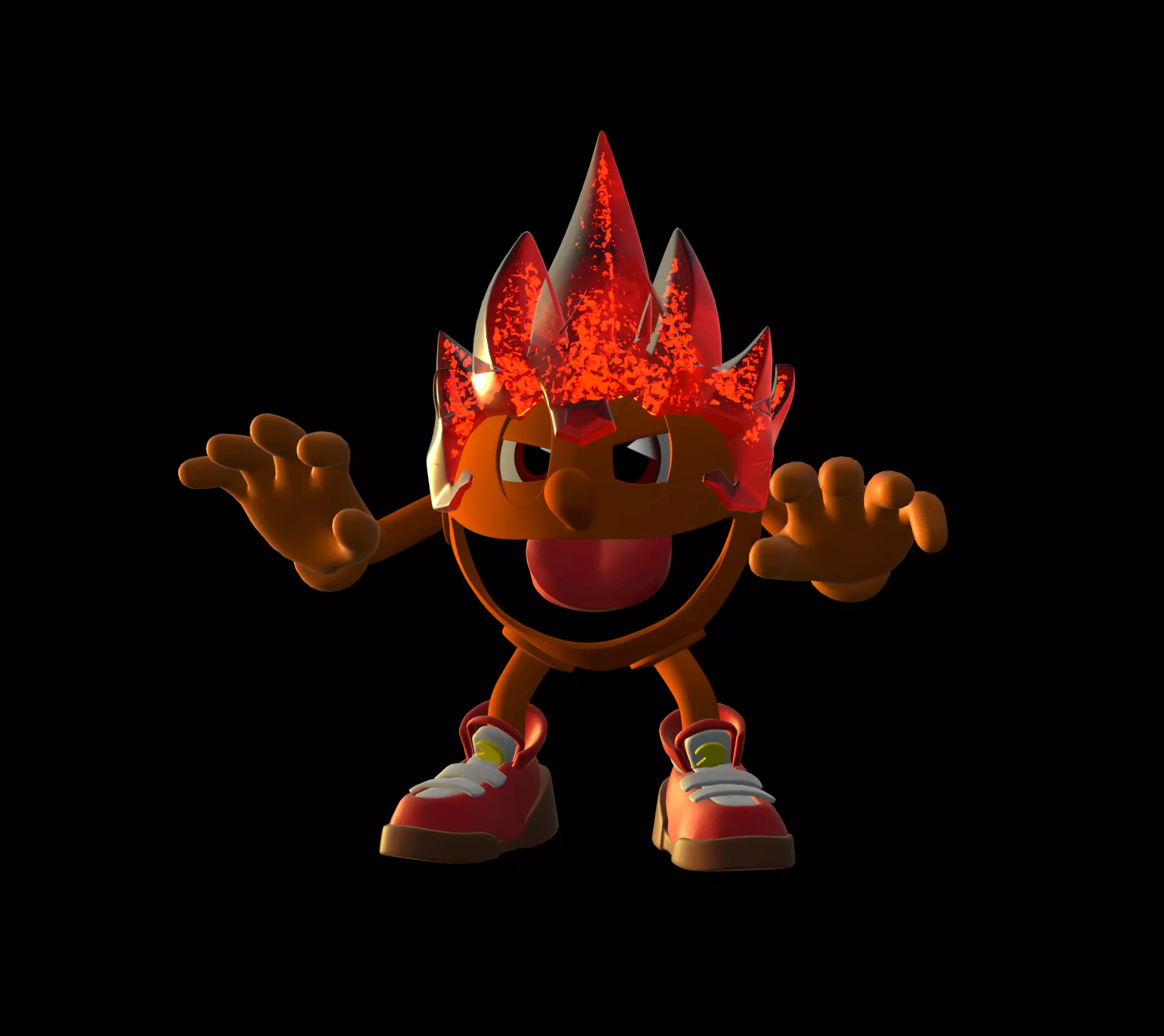 Fire Pacman Low-poly 3D model