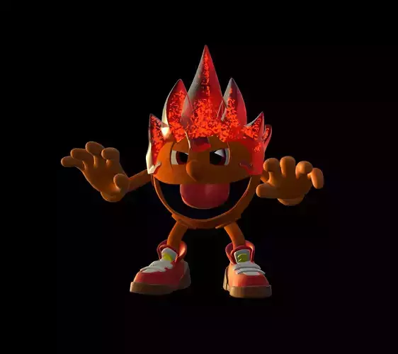 Fire Pacman Low-poly 3D model