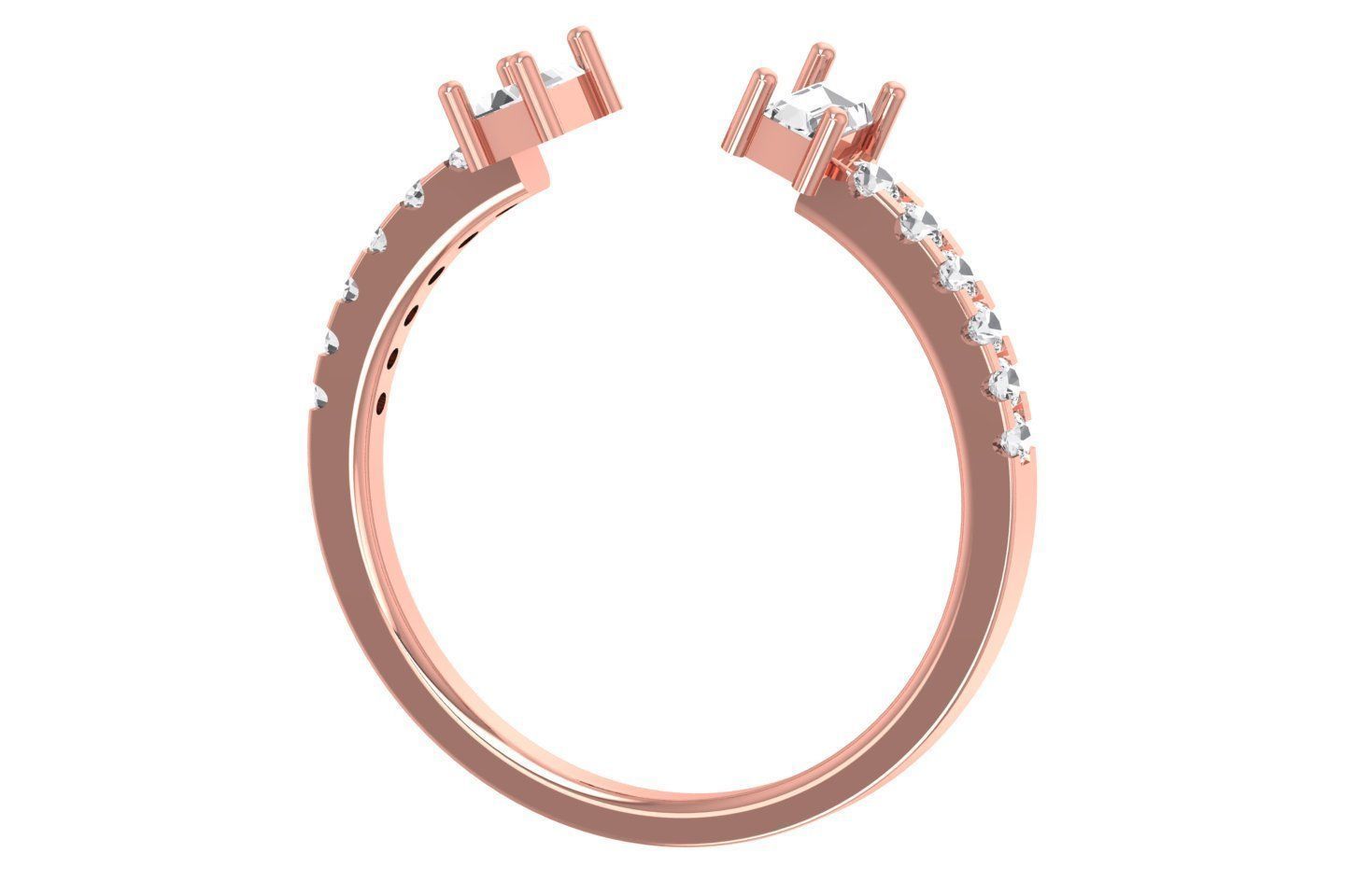 Women Open End Wedding Engagement Band Ring 3D print model_2