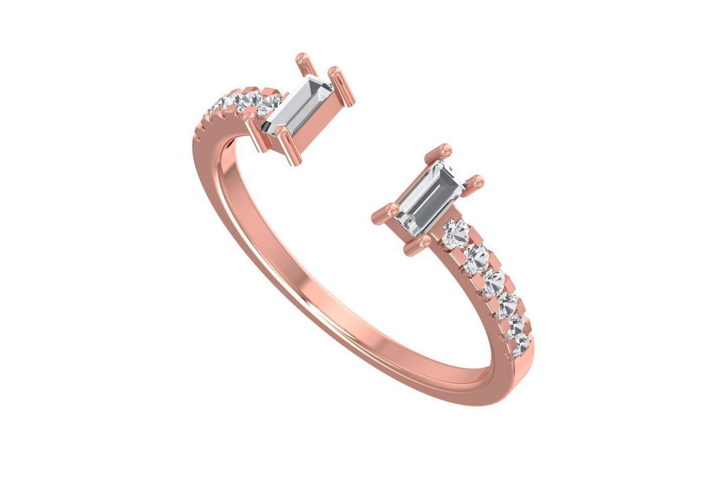 Women Open End Wedding Engagement Band Ring 3D print model_3