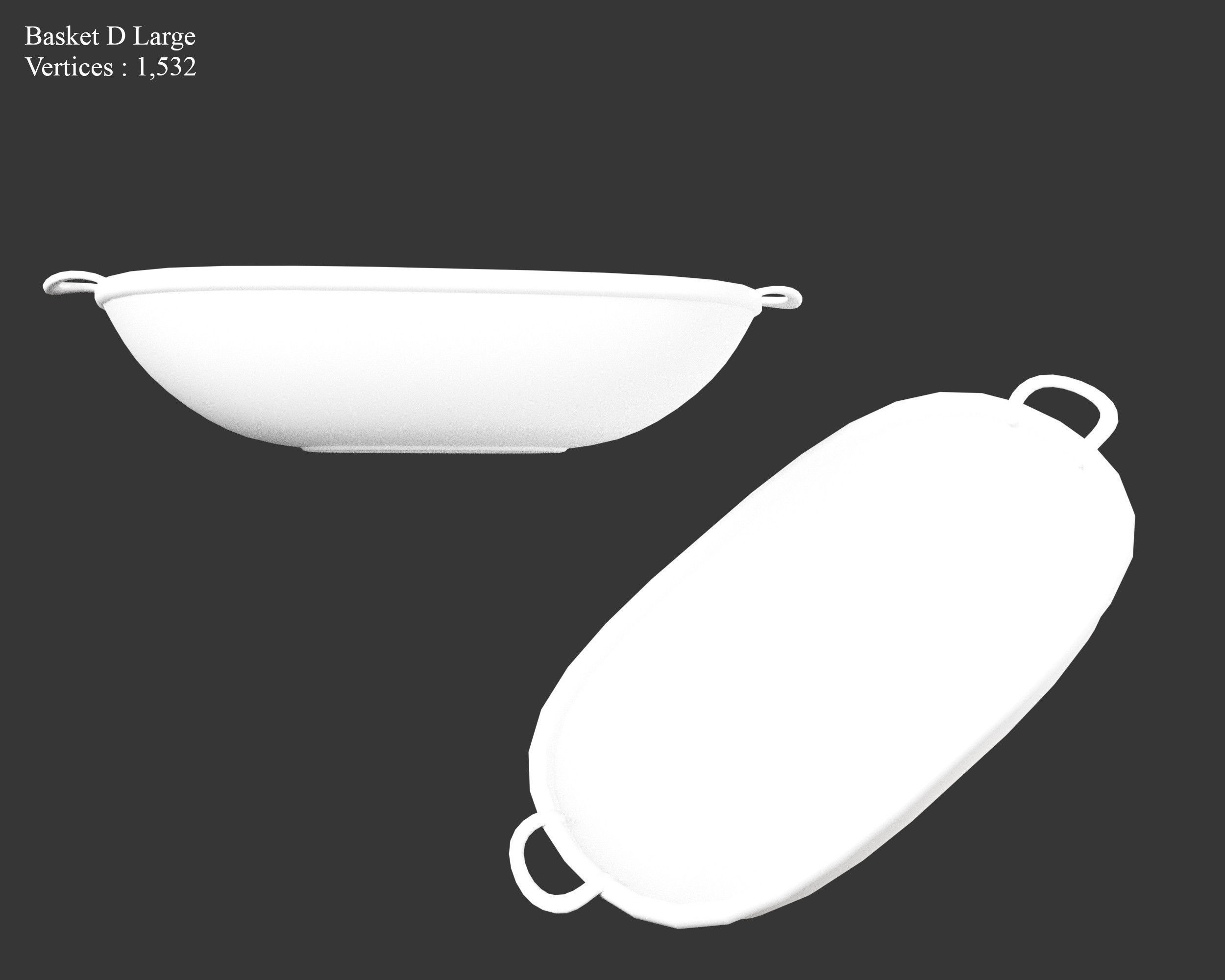 Medieval Containers Woven Baskets Low-poly 3D model_23