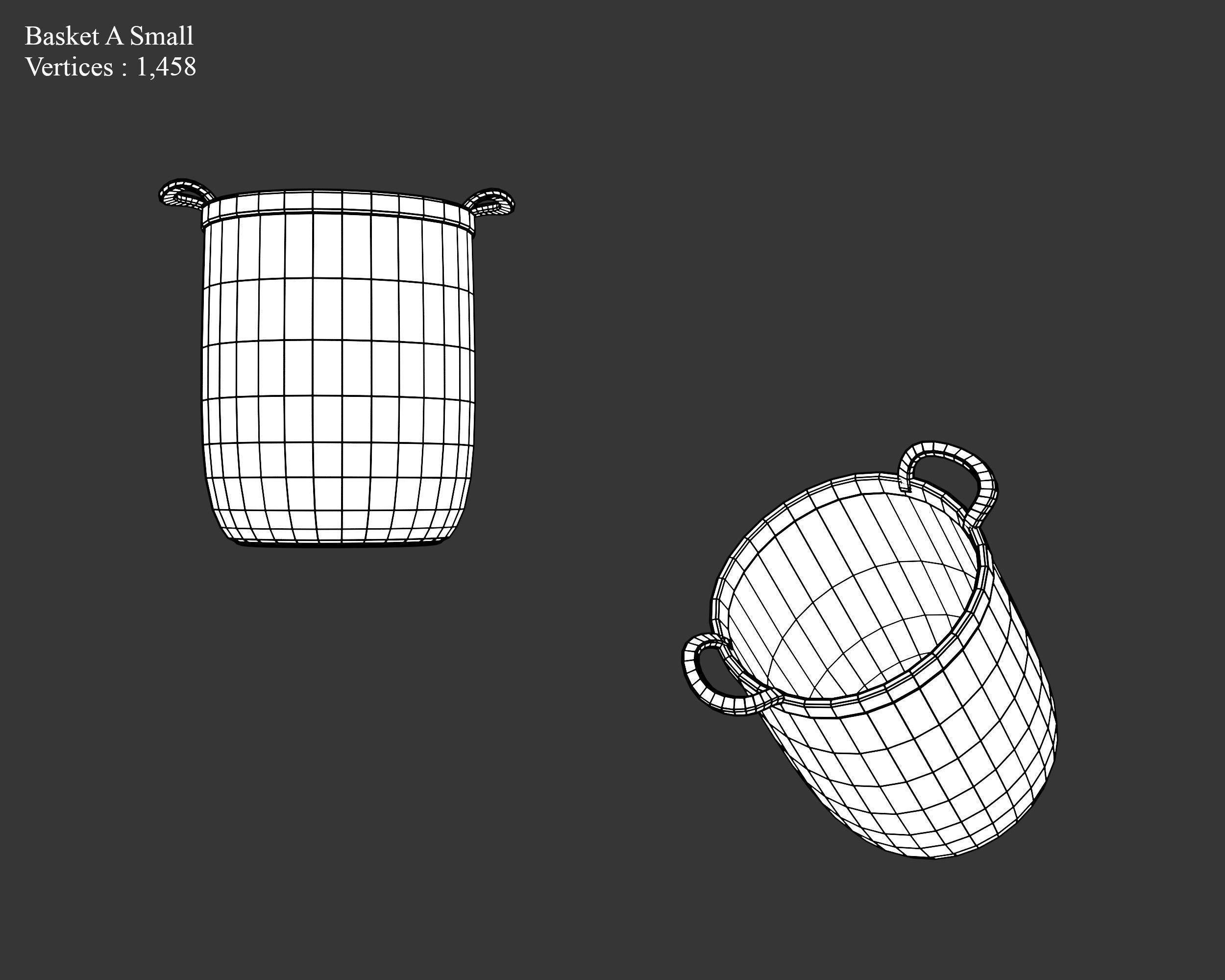 Medieval Containers Woven Baskets Low-poly 3D model_9