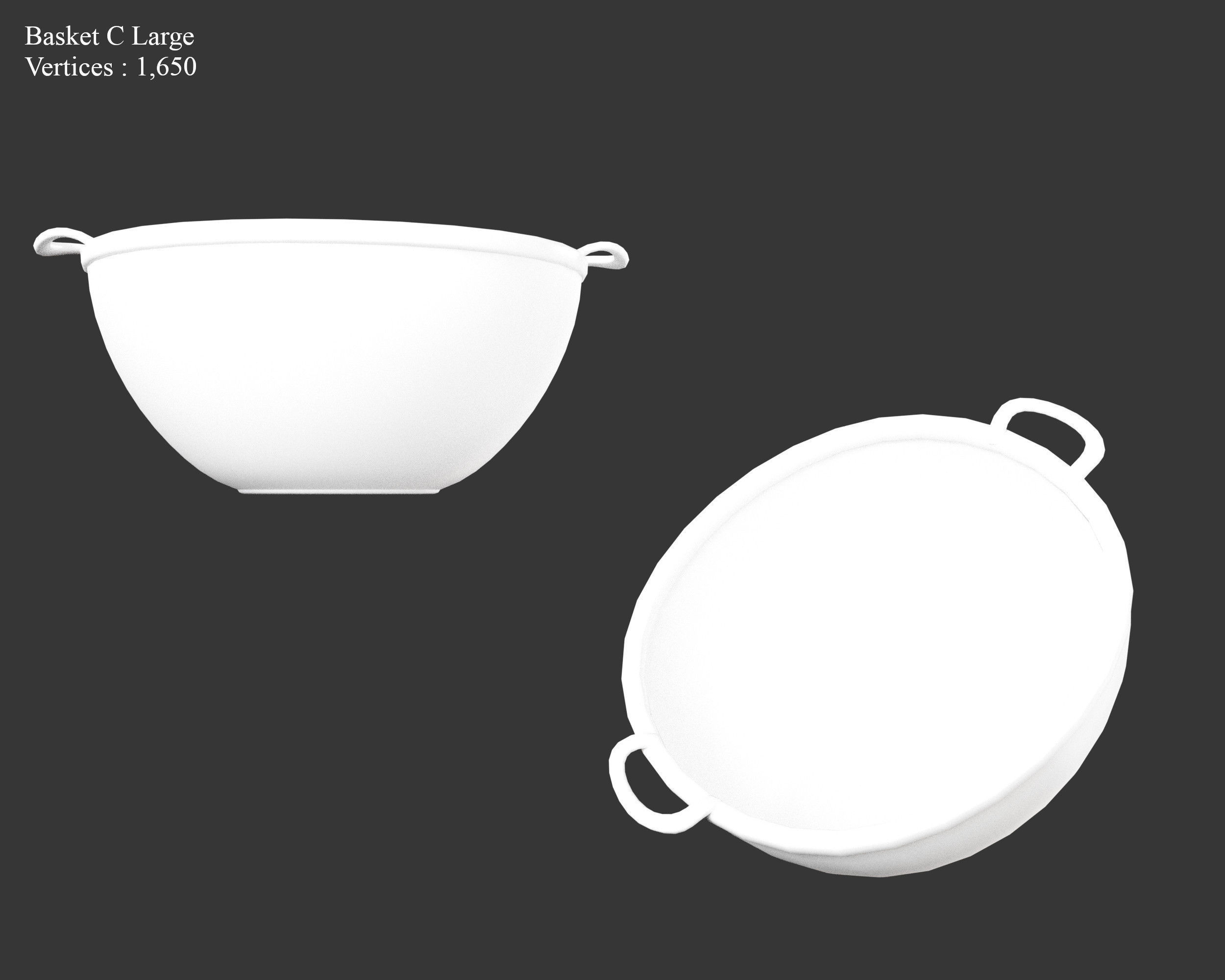 Medieval Containers Woven Baskets Low-poly 3D model_17