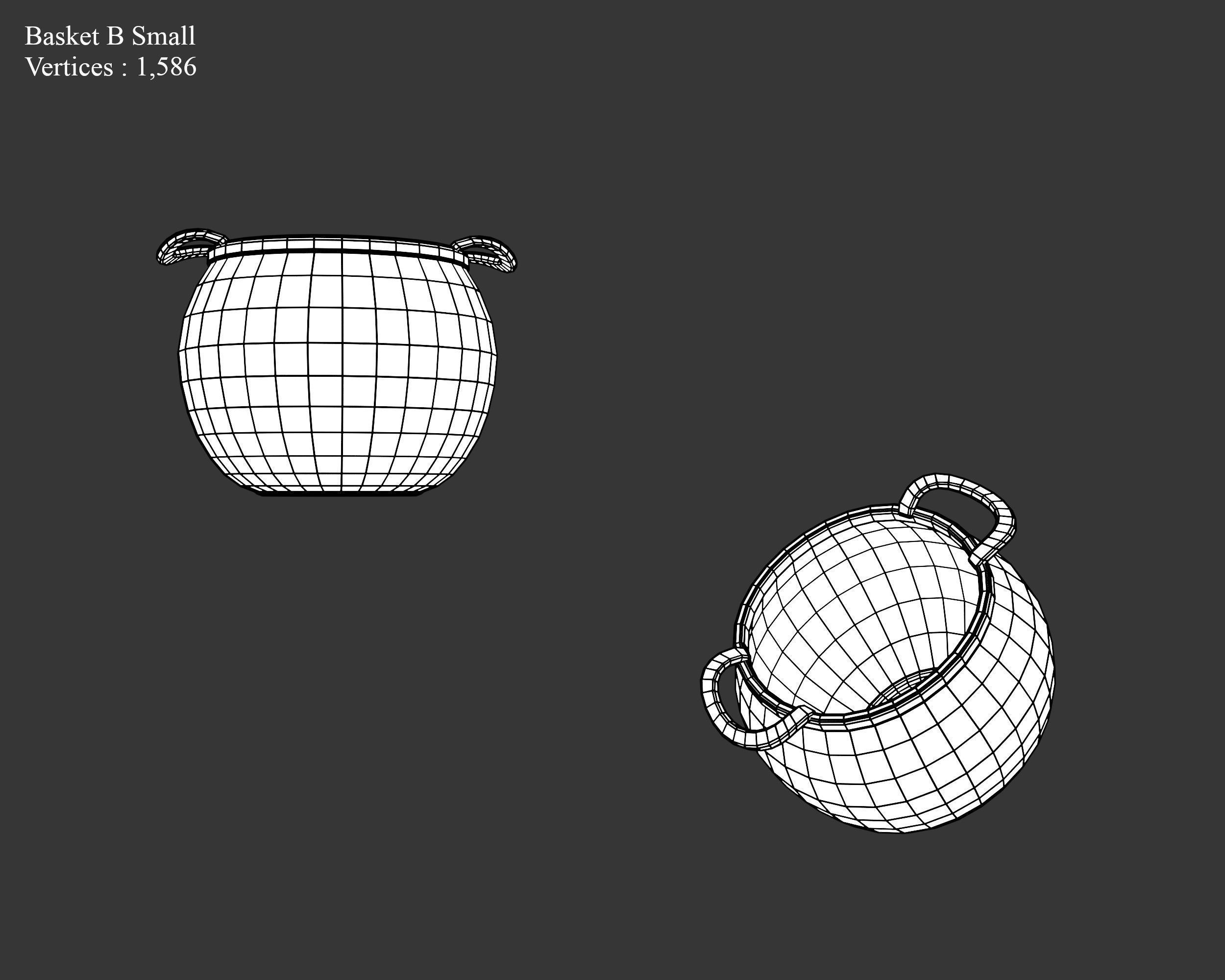 Medieval Containers Woven Baskets Low-poly 3D model_15