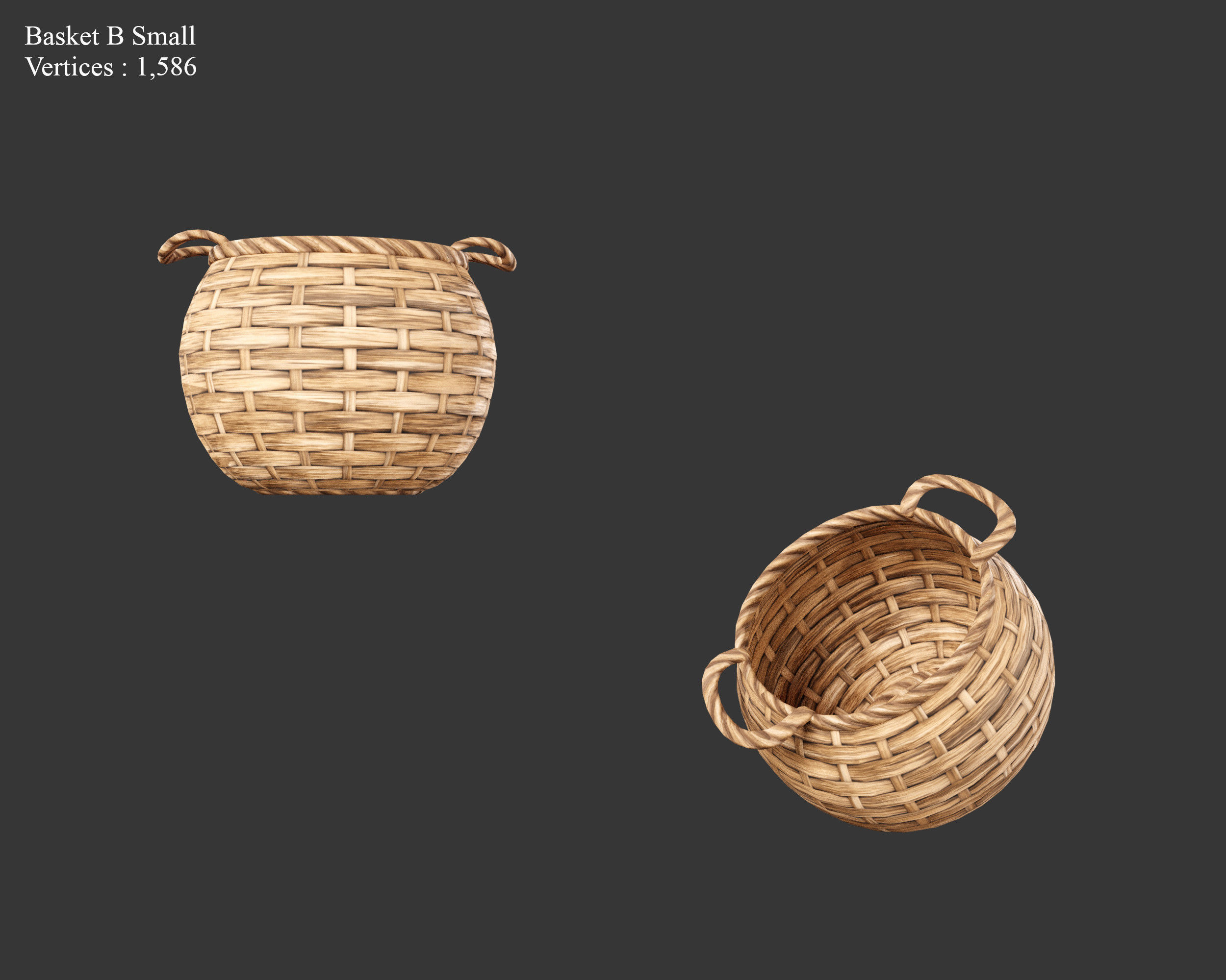 Medieval Containers Woven Baskets Low-poly 3D model_13