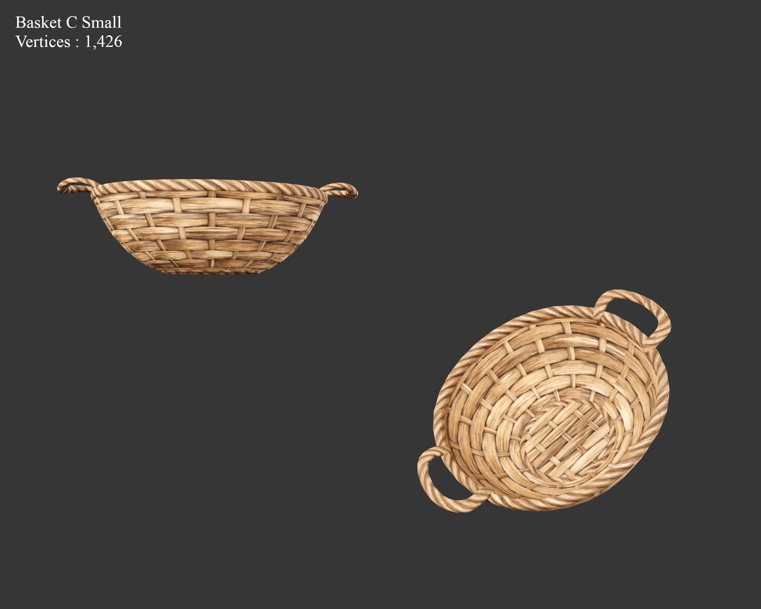 Medieval Containers Woven Baskets Low-poly 3D model_19