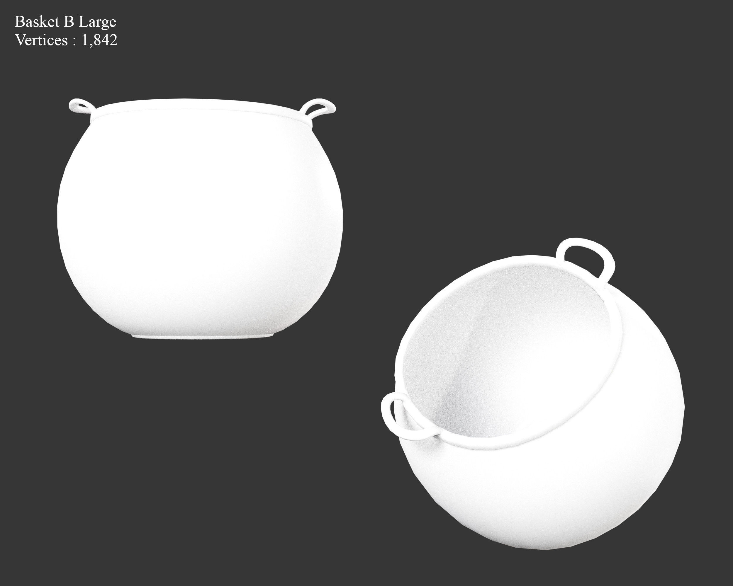 Medieval Containers Woven Baskets Low-poly 3D model_11