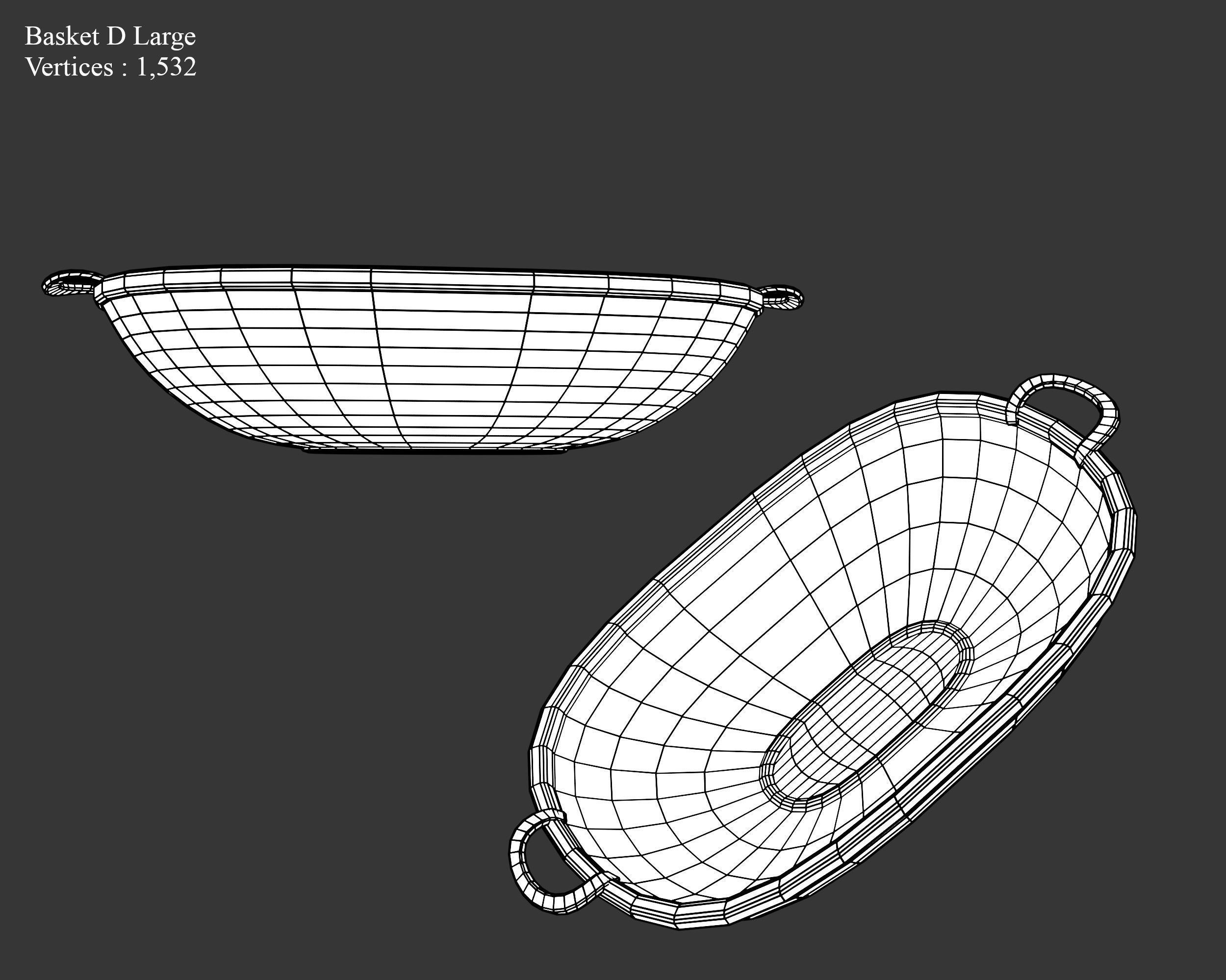 Medieval Containers Woven Baskets Low-poly 3D model_24