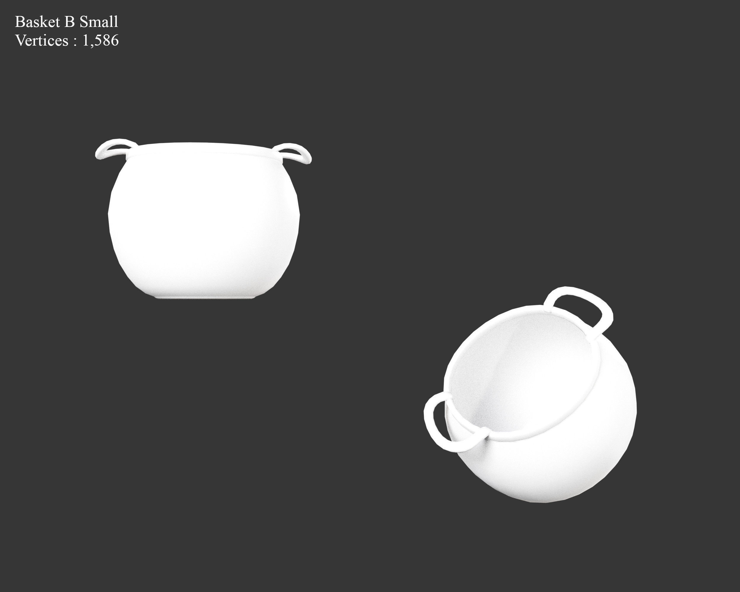 Medieval Containers Woven Baskets Low-poly 3D model_14