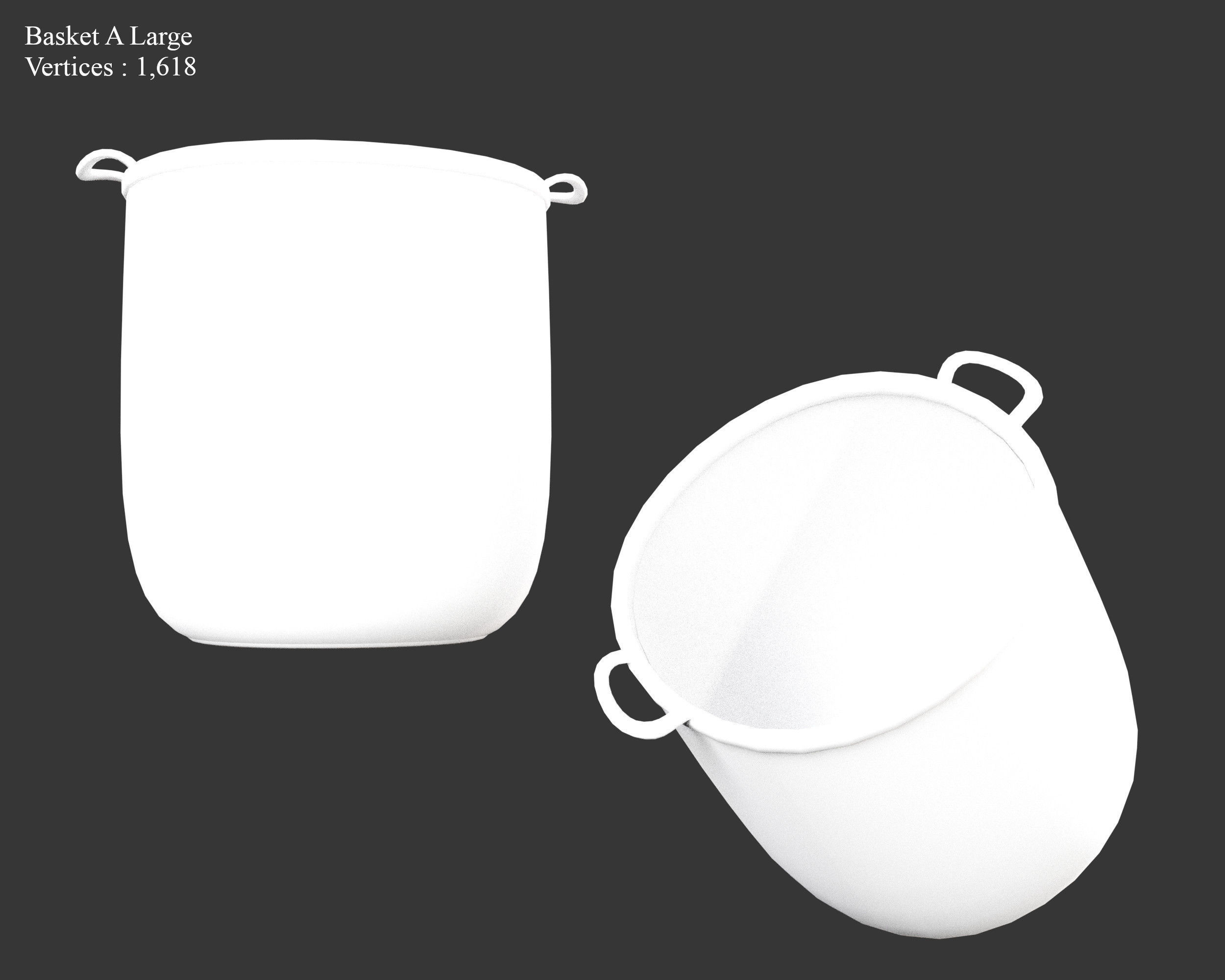 Medieval Containers Woven Baskets Low-poly 3D model_5