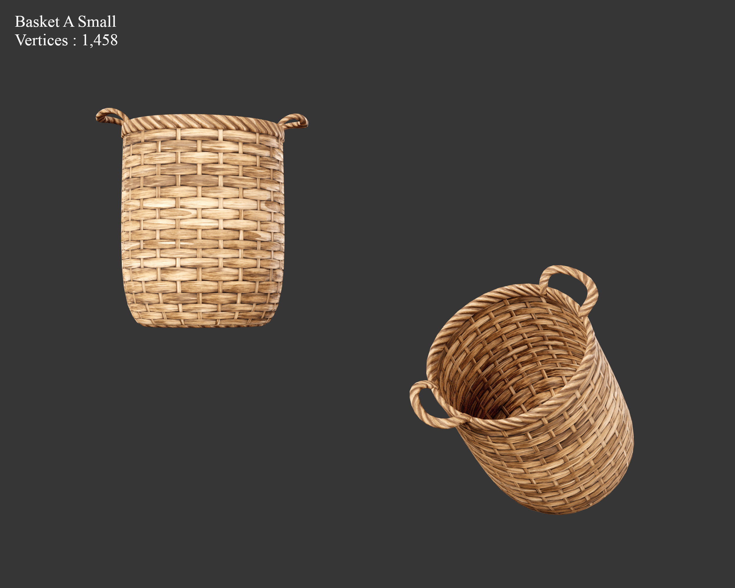 Medieval Containers Woven Baskets Low-poly 3D model_7