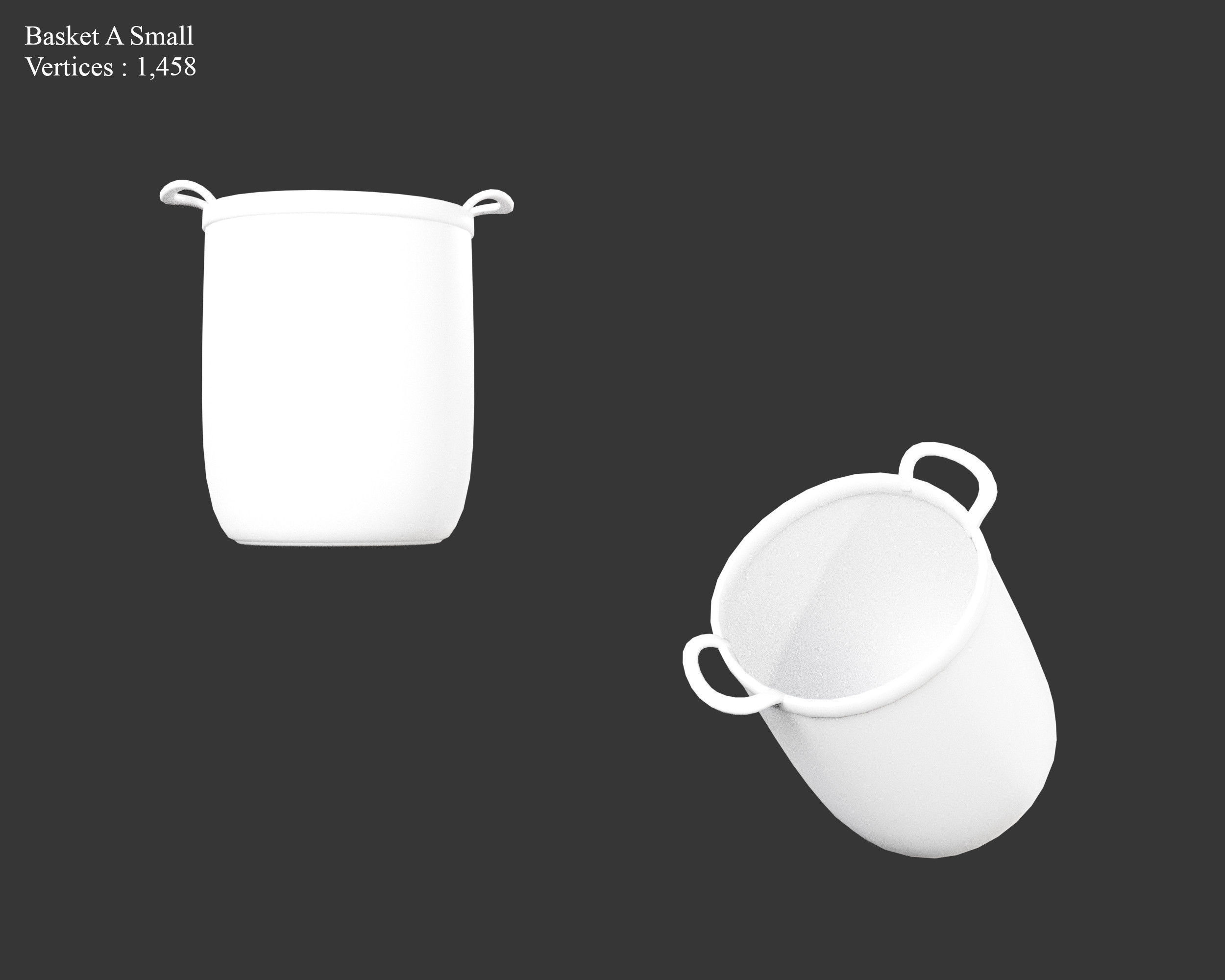 Medieval Containers Woven Baskets Low-poly 3D model_8