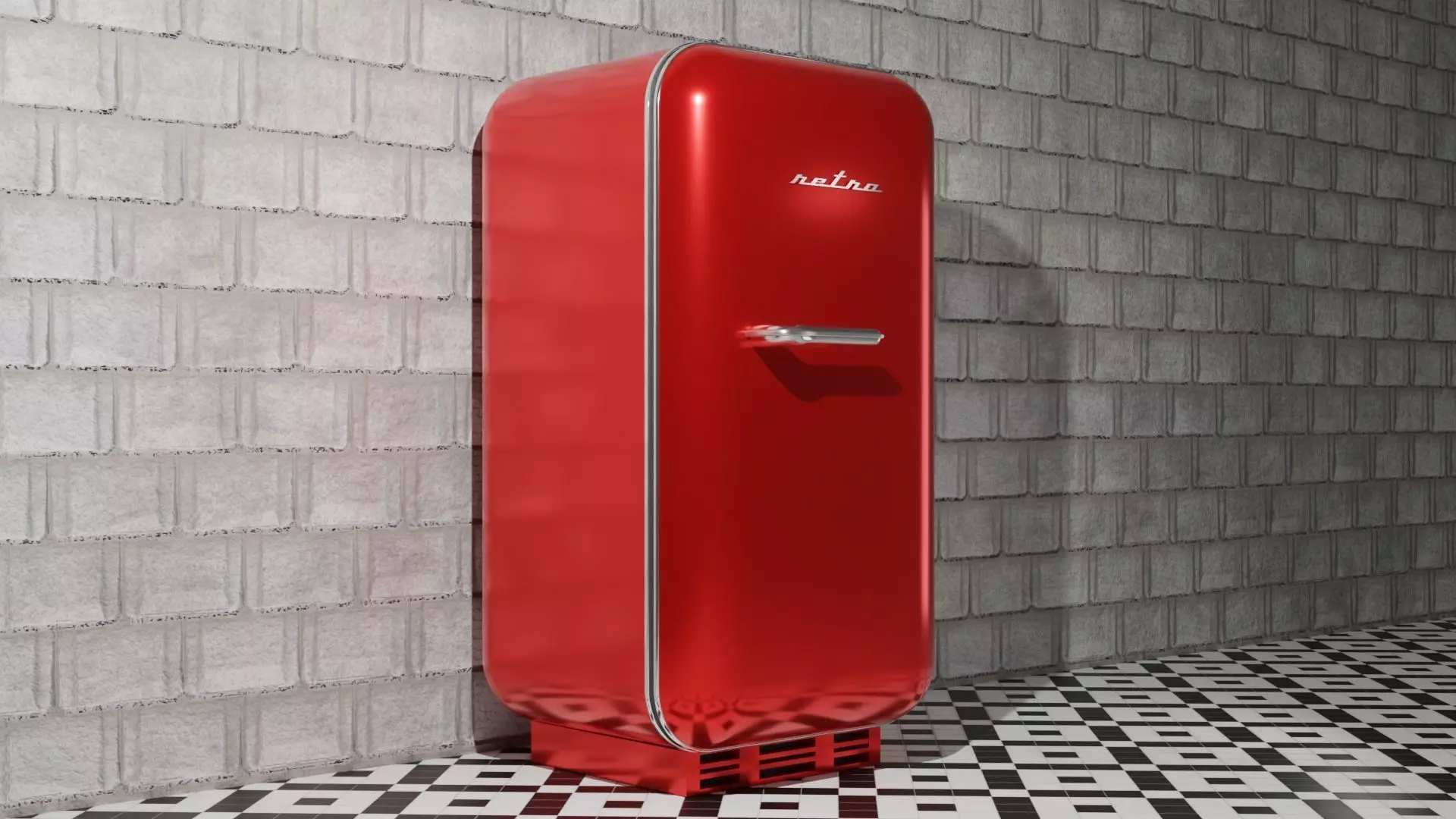 Retro Fridge Low-poly 3D model