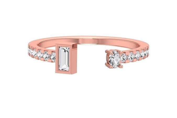 Women Open End Wedding Engagement Band Ring 3D print model