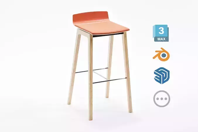 Upholstered Counter Stool - Koenig Neurath 3D model