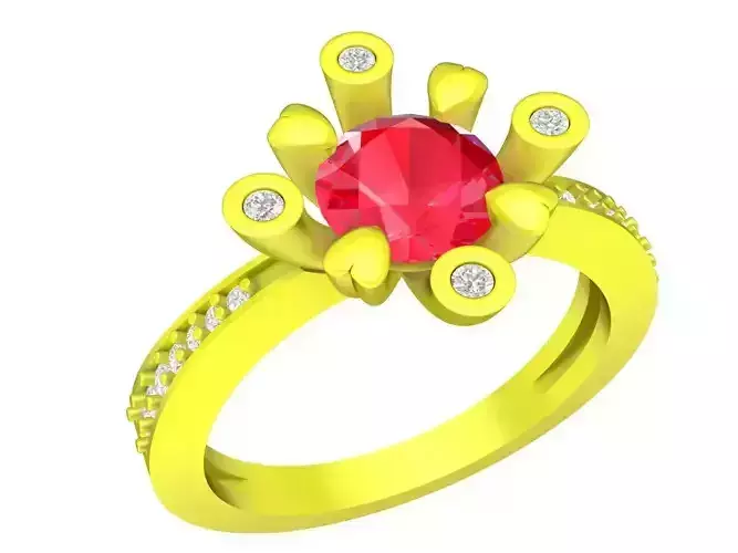 korean heart prongs diamond women ring 4435